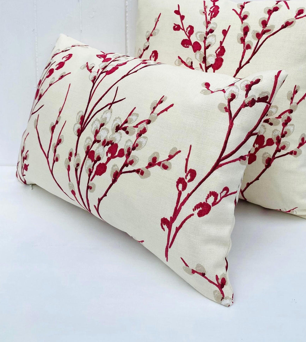 Laura Ashley Cranberry Pussy Willow Cushion, Same Fabric on both sides, Handmade with a Zip Fastening