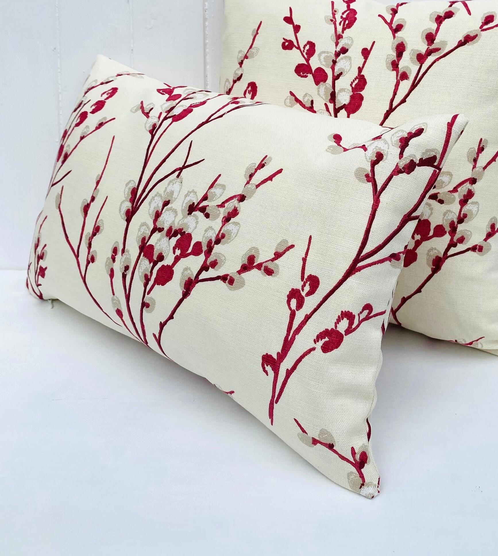 Laura Ashley Cranberry Pussy Willow Cushion, Same Fabric on both sides, Handmade with a Zip Fastening
