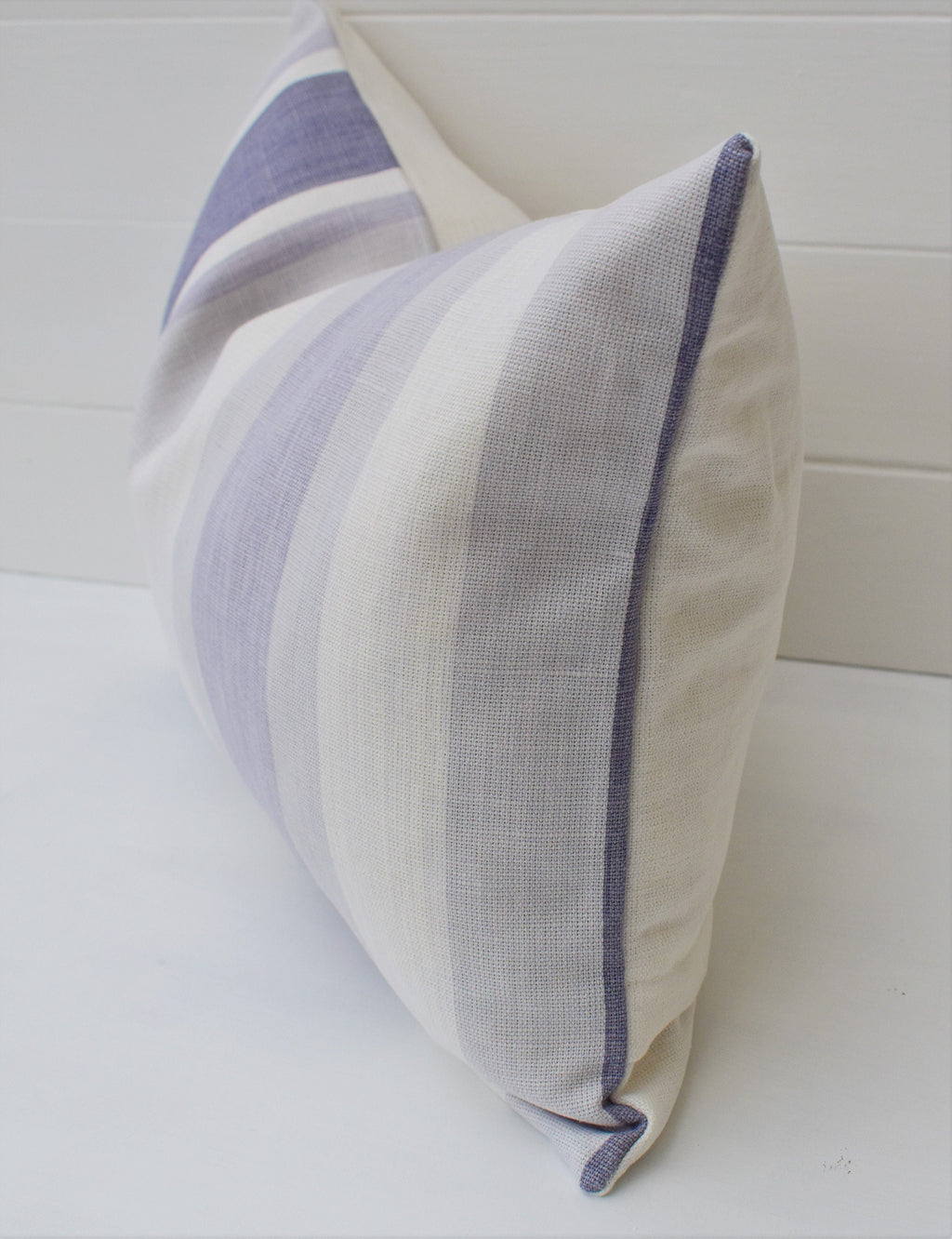 Handmade Laura Ashley Purple Stripe Cushion: Pale Iris Pillow with Zip Closure