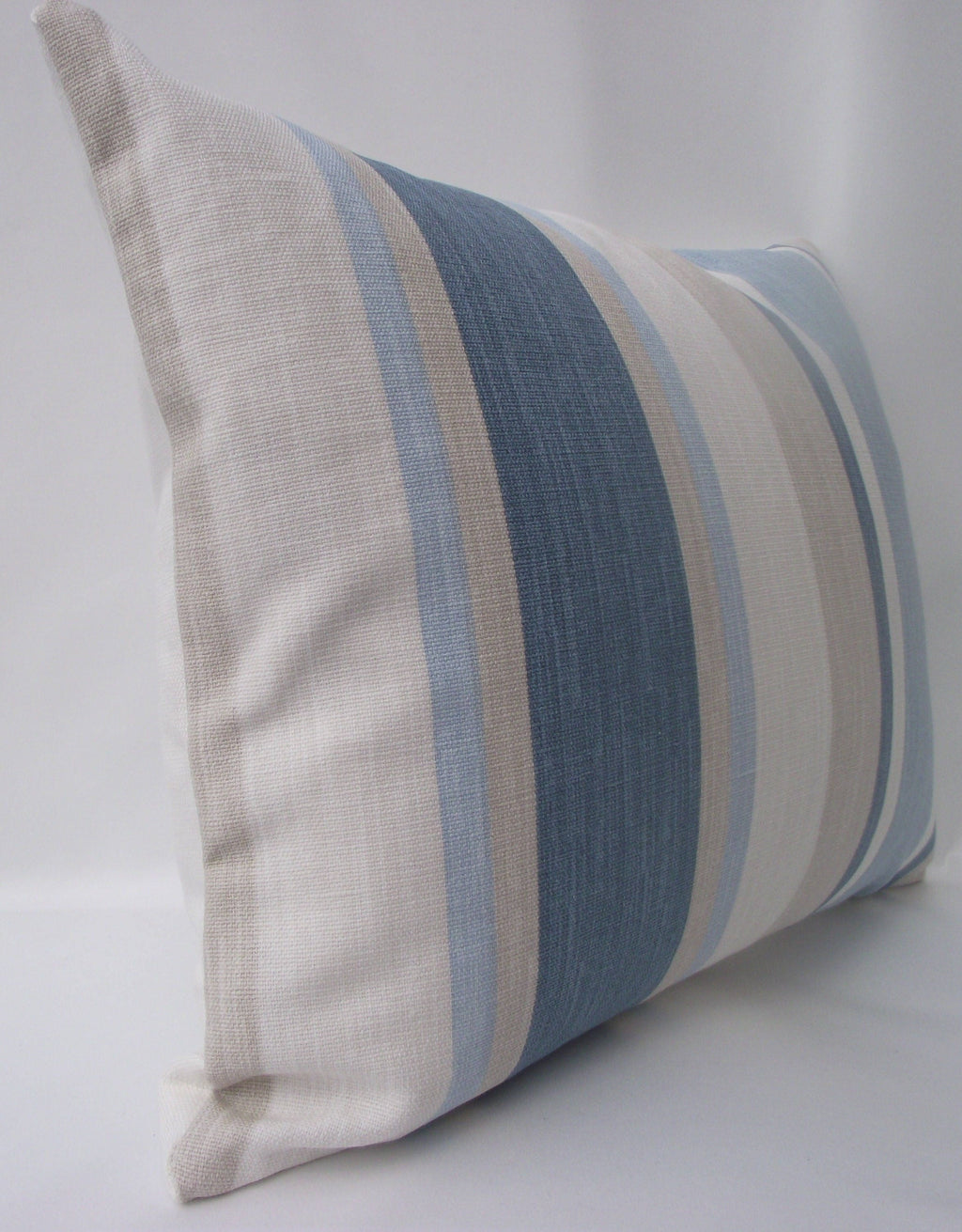 Laura Ashley Awning Stripe Seaspray Blue Cushion : Handmade with Zip Fastening