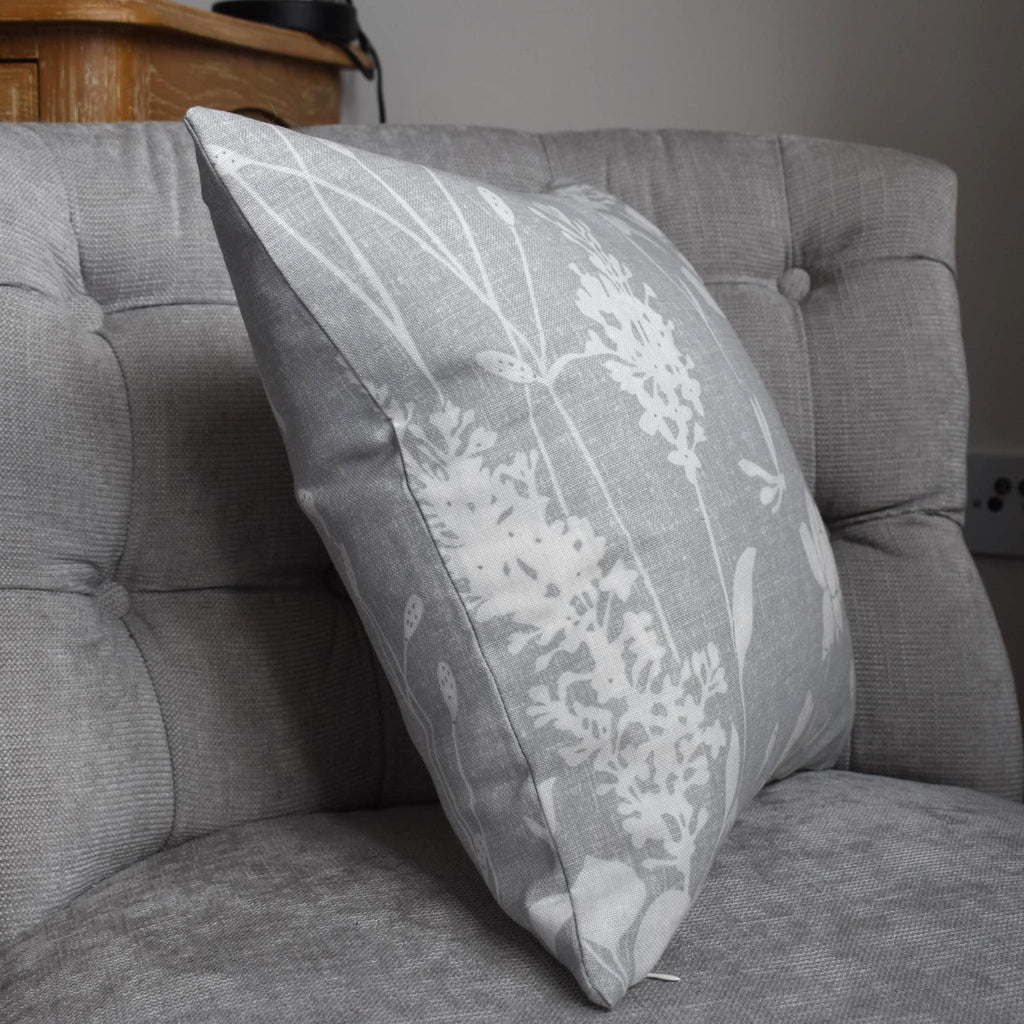 Laura Ashley Grey Dragonfly Cushion, Dragonfly Garden Steel on both sides with a zip fastening.