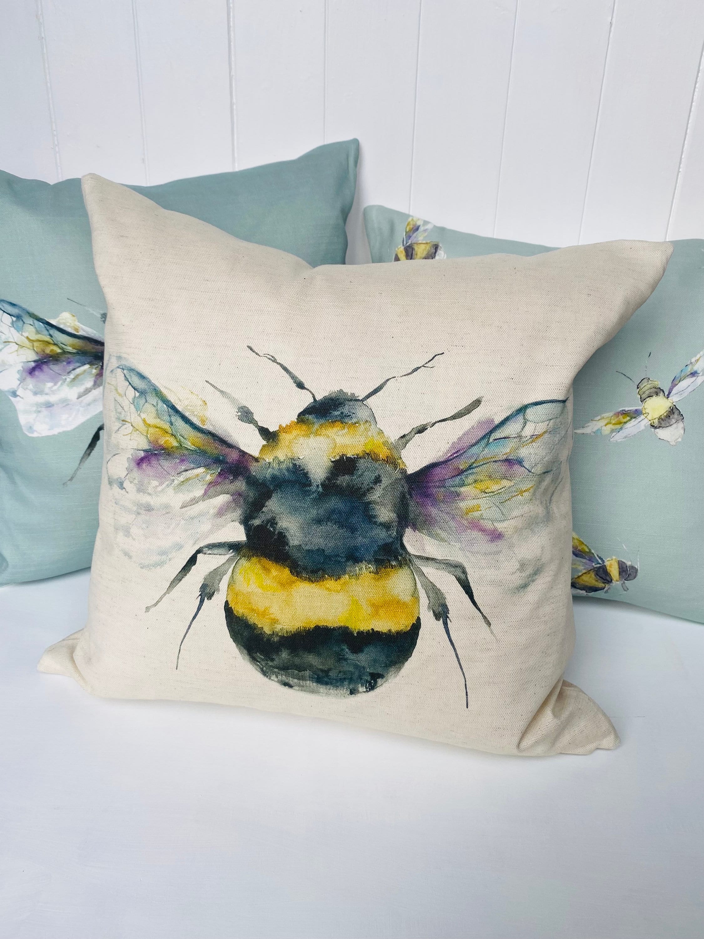 Voyage Maison Bee Cushion, Handmade and backed with Organic Cotton Fabric with a zip fastening