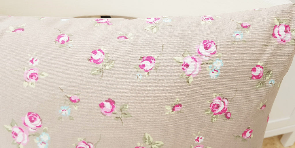Pink Rosebud Floral Cushion : Handmade Country Pillow