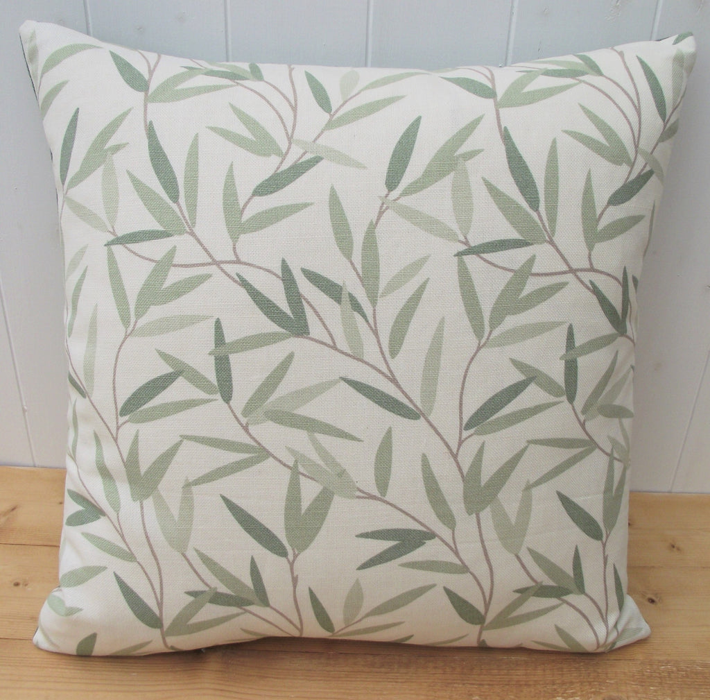 Laura Ashley Green Willow Leaf Cushion : Willow on both sides, Handmade with a Zip Fastening