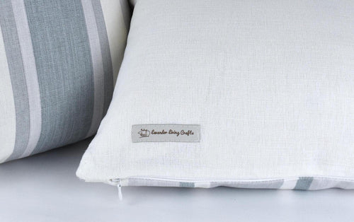 Handmade Laura Ashley Awning Stripe cushion : Slate Grey with Zip Closure