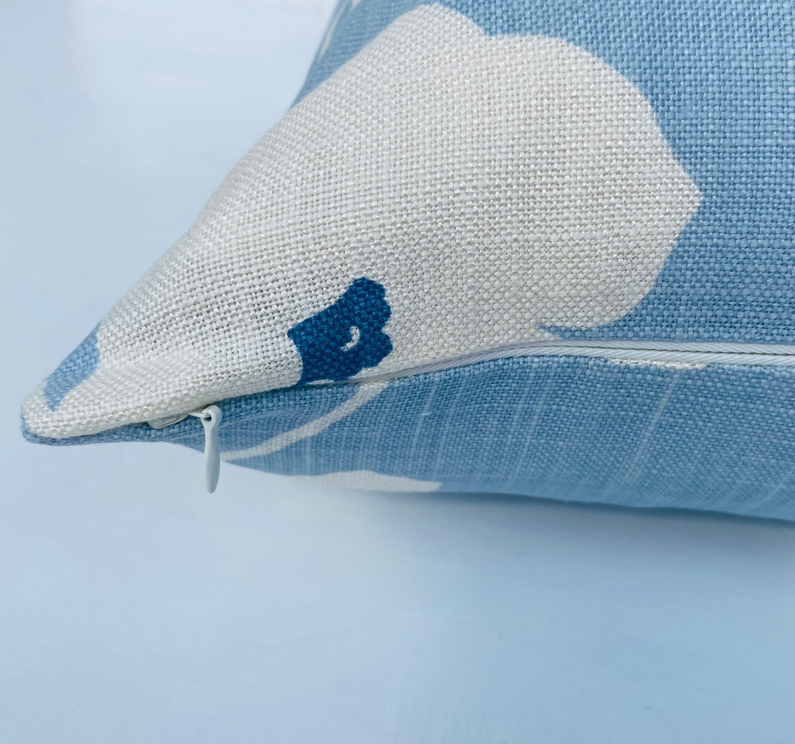 Laura Ashley Simone Seaspray Cushion, Blue Floral Fabric both sides, Handmade with a Zip Fastening, 16"