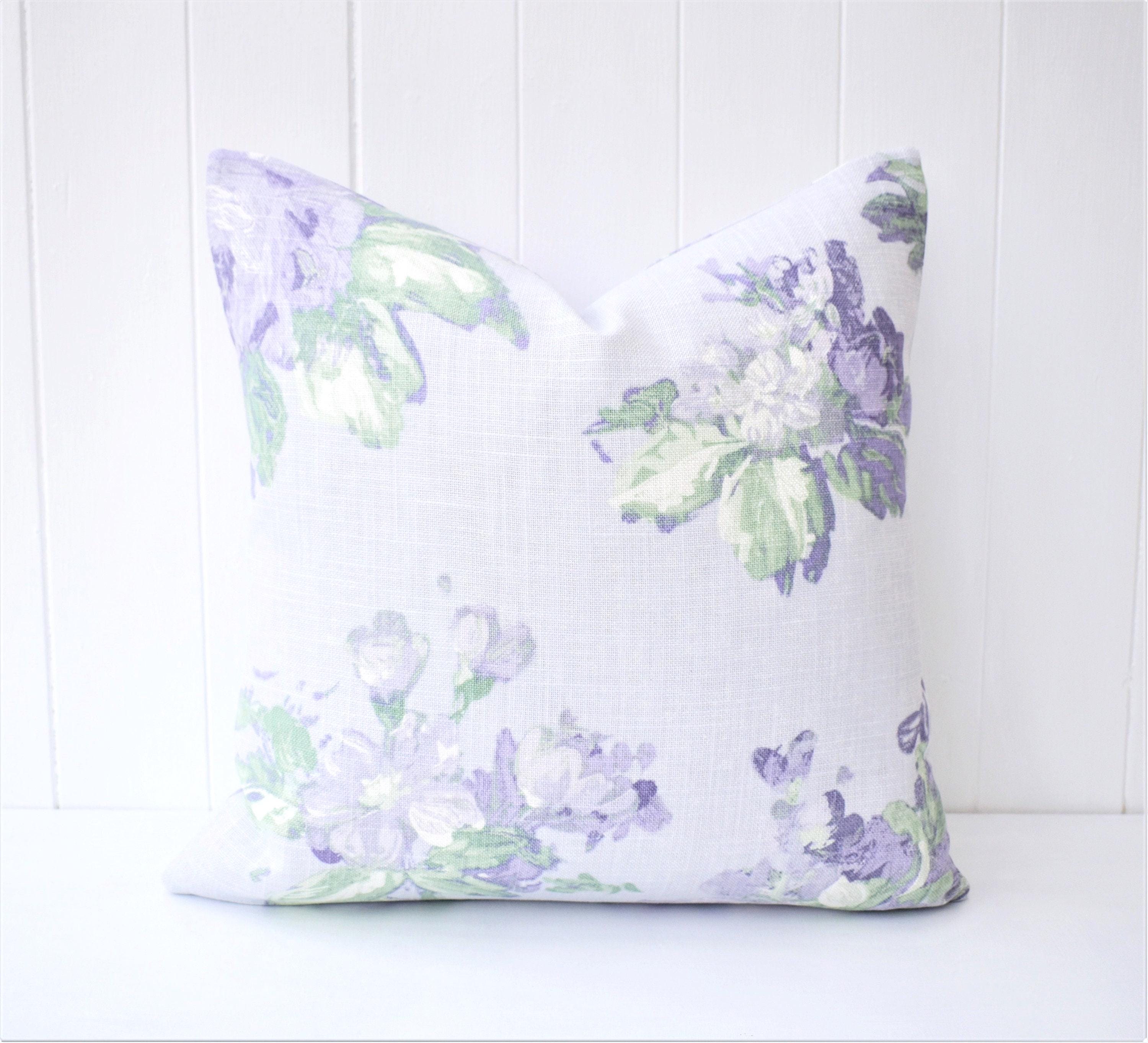 Handmade Laura Ashley Purple Floral Cushion : Purple Violetta on both sides 16"