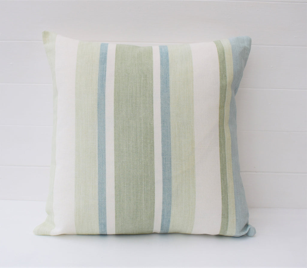 Laura Ashley Awning Stripe Duck Egg Cushion : Handmade with zip Fastening 16"