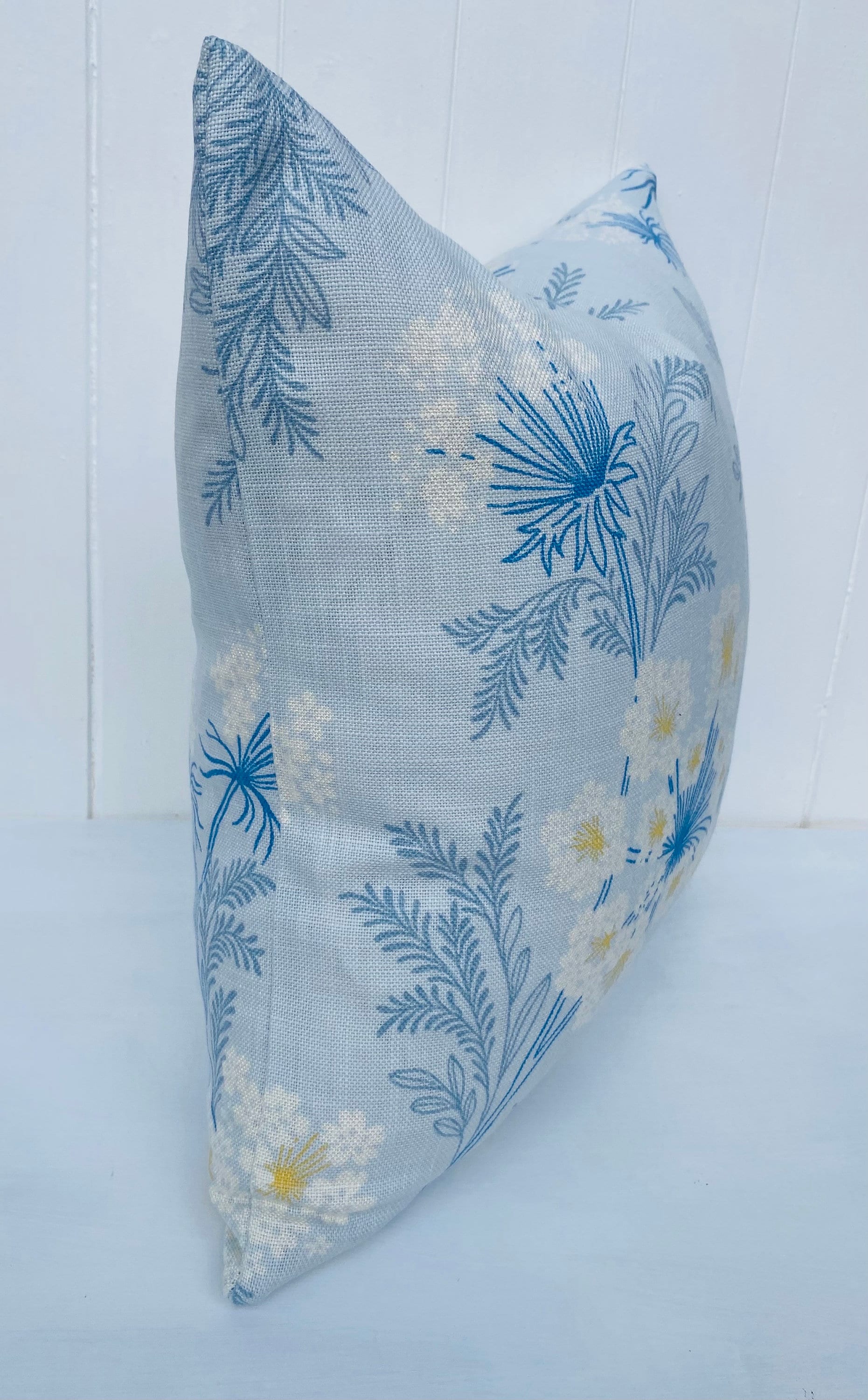 Laura Ashley Sandford Seaspray Cushion, Blue Floral Fabric both sides, Handmade with a Zip Fastening 16"