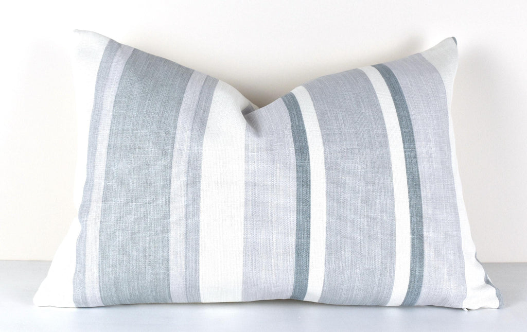 Handmade Laura Ashley Awning Stripe cushion : Slate Grey with Zip Closure