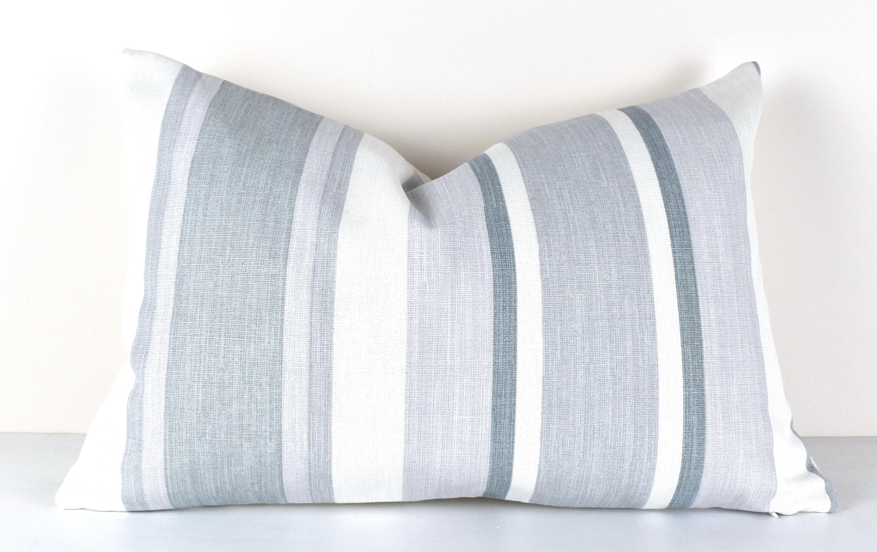 Handmade Laura Ashley Awning Stripe cushion : Slate Grey with Zip Closure