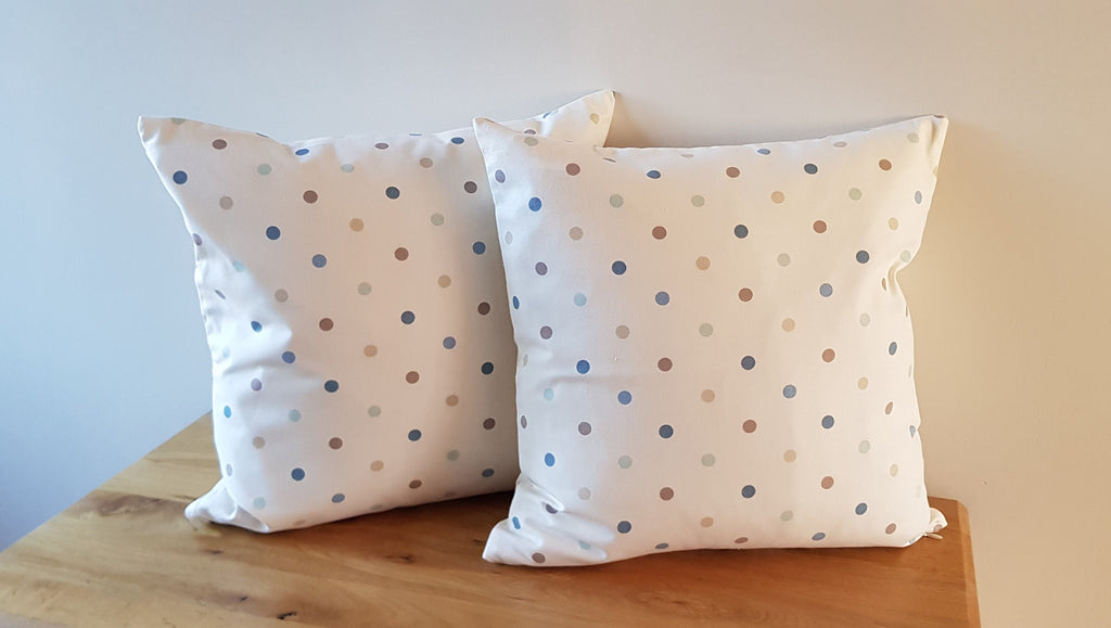 Handmade Polka Dot Cushion : Duck Egg Blue Decorative Pillow