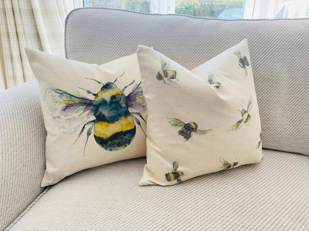 Voyage Maison Bee Cushion, Handmade and backed with Organic Cotton Fabric with a zip fastening