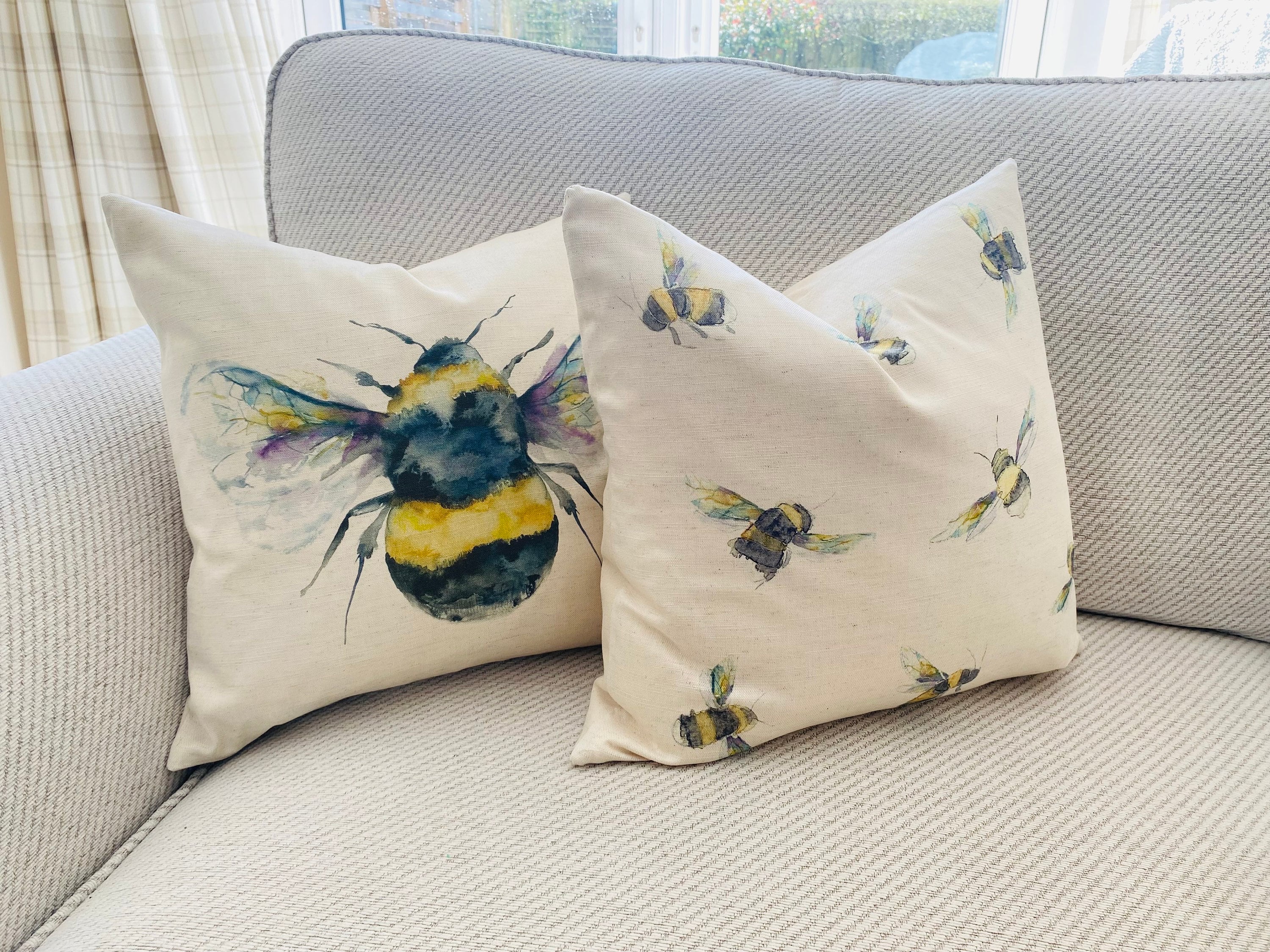 Voyage Maison Bee Cushion, Handmade and backed with Organic Cotton Fabric with a zip fastening