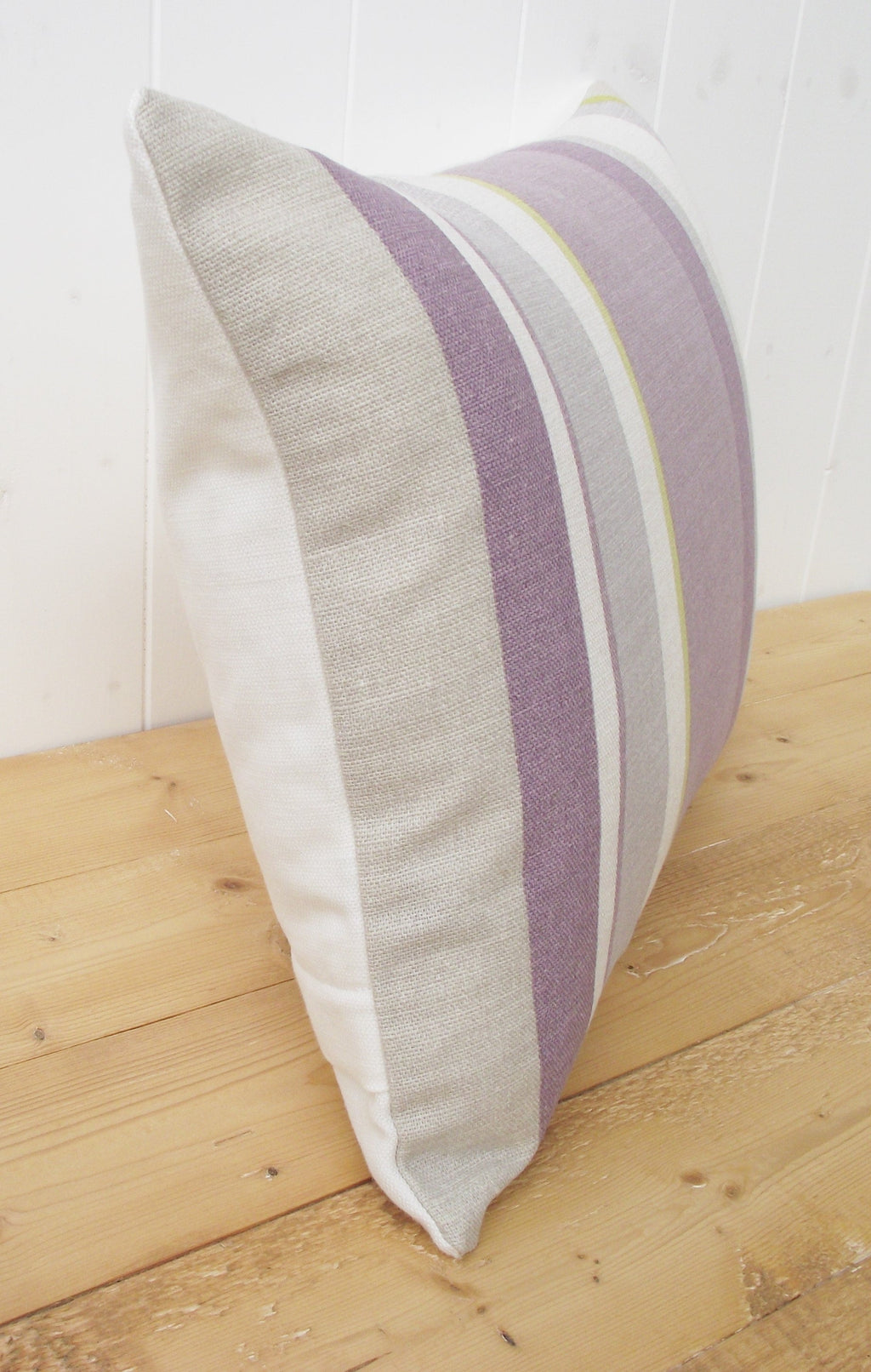 Laura Ashley Purple Stripe Cushion: Handmade in Eaton Stripe, 18" by 12"