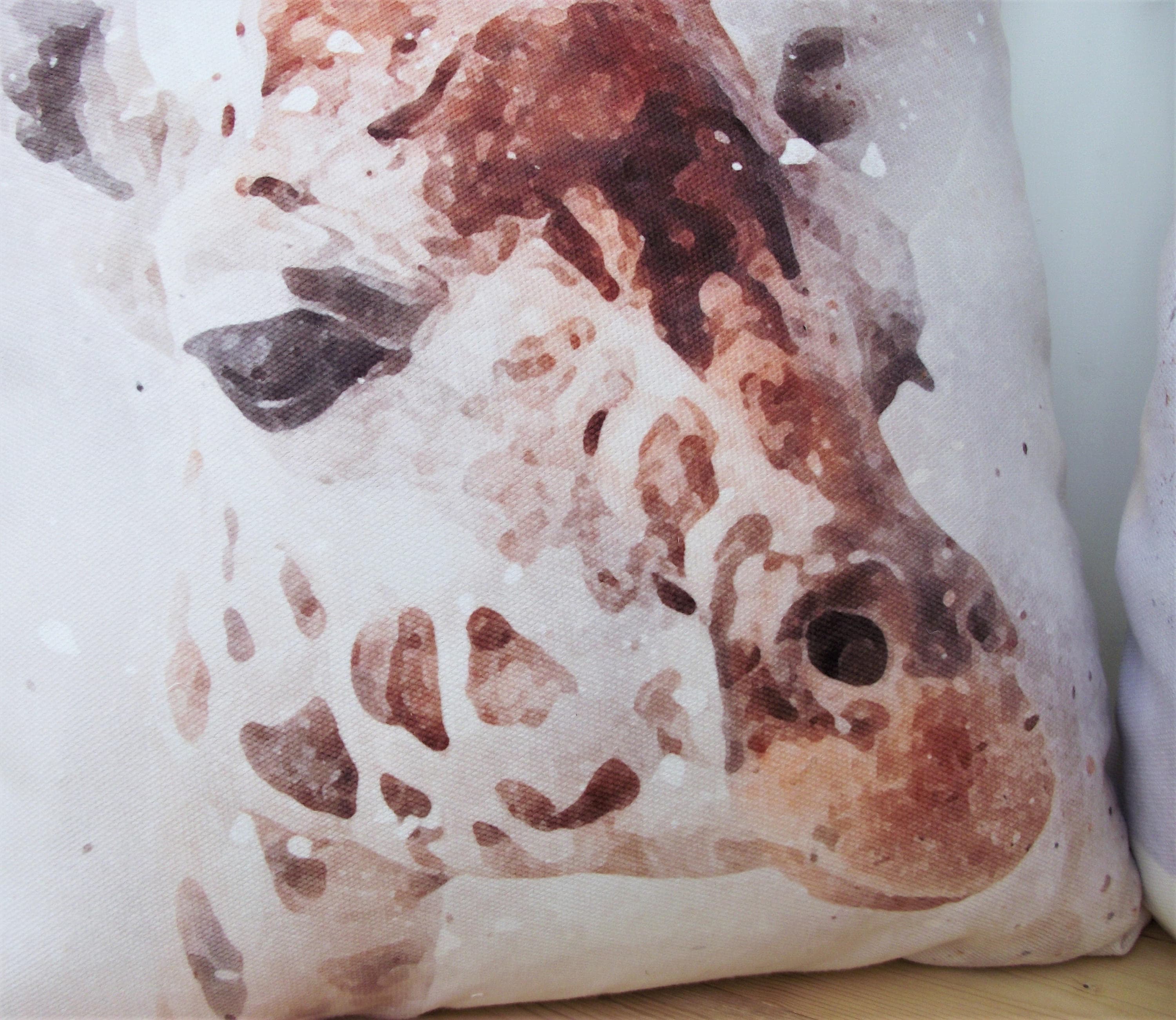 Giraffe Watercolor Print Cushion: Grunge Style Pillow, Cover Only or Cover + Pad