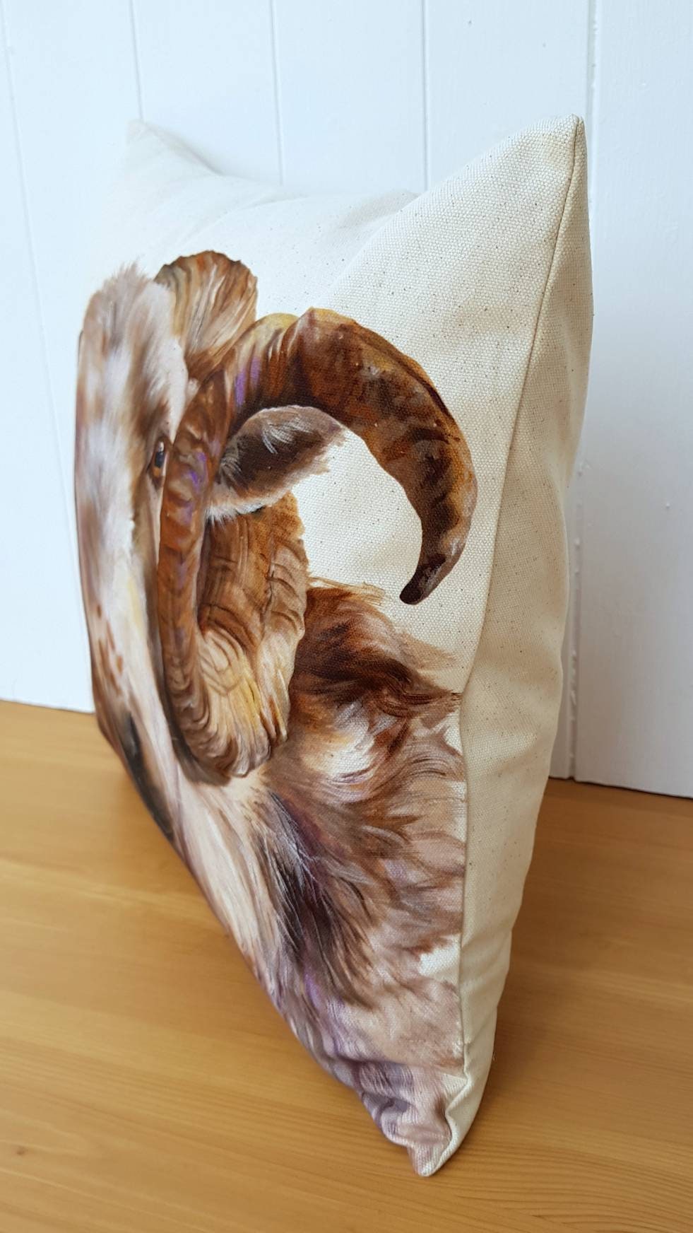 Welsh Ram Cushion, Sheep Pillow, Wendy Darker Art Print, Cover Only or Cover + Pad