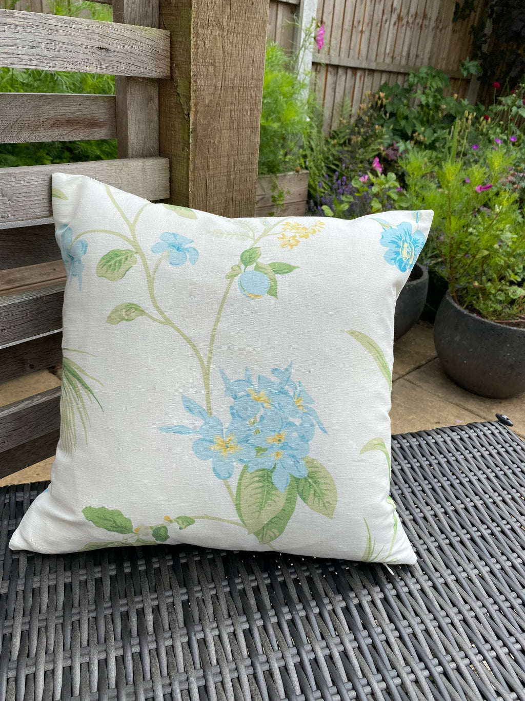 Laura Ashley Floral Orchard Apple Cushion, Floral Fabric both sides, Handmade with a Zip Fastening