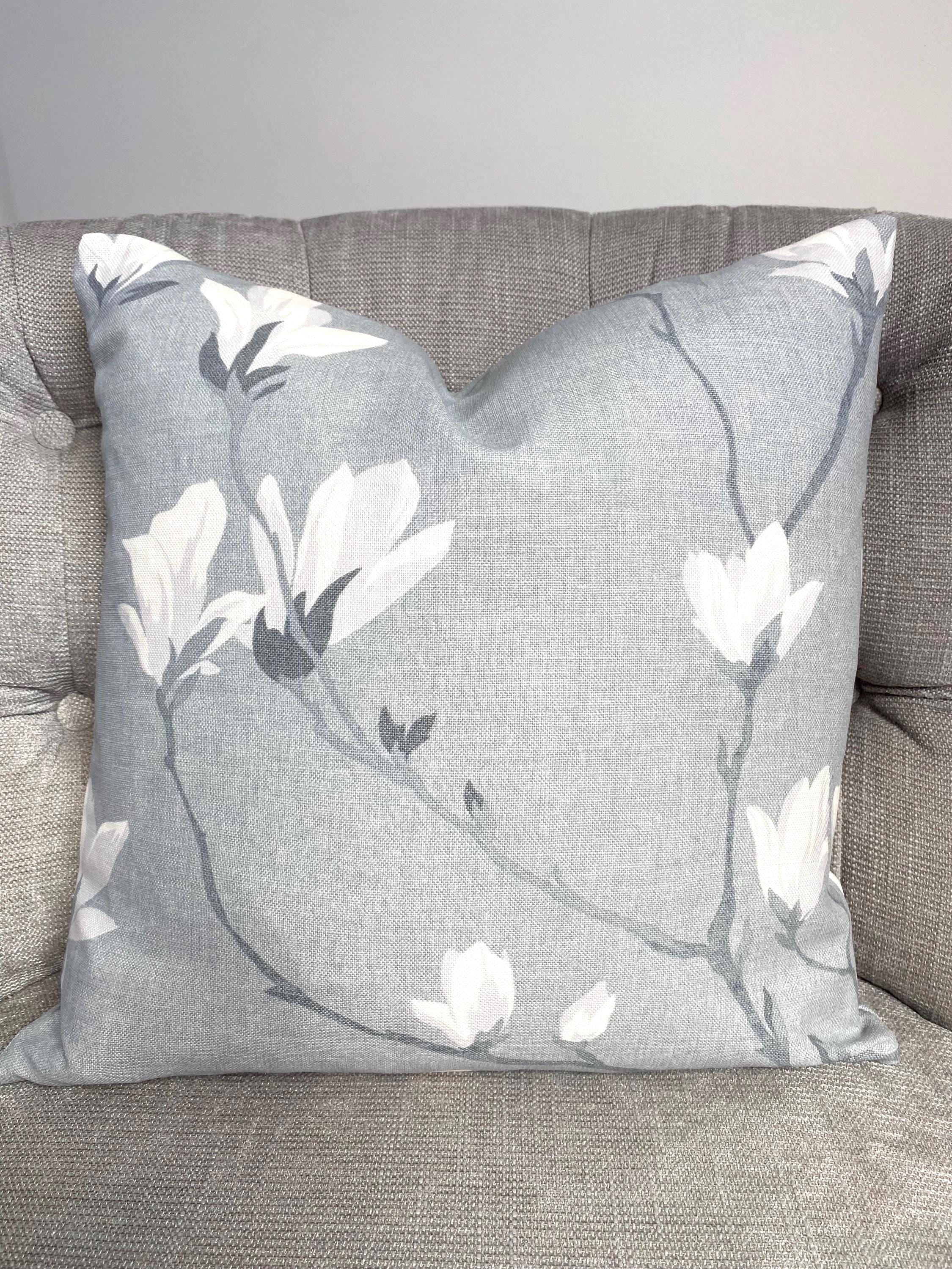 Laura Ashley Magnolia Grove Grey Cushion, Double sided, Handmade with a zip fastening
