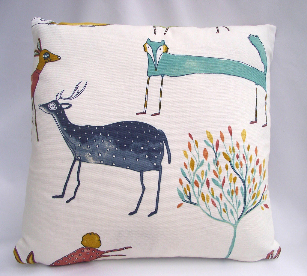 Woodland Animal Cushion : Oh My Deer : Handmade Small Cushion with Polyester Pad