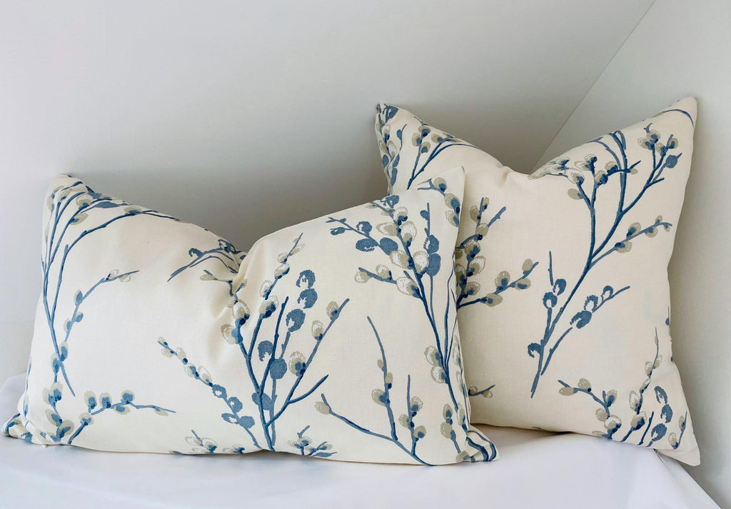 Laura Ashley Pussy Willow Blue Seaspray Cushion : Handmade with a Zip Fastening