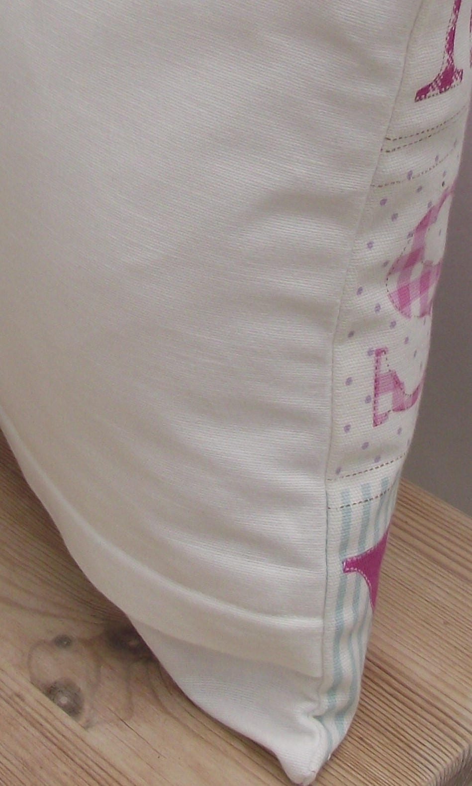 Fryetts Pink Alphabet Cushion: Handmade Nursery Decor