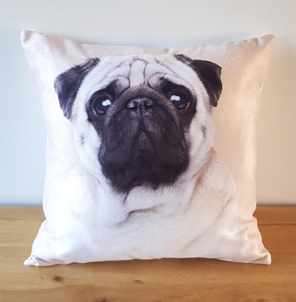 Handmade Pug Art Cushion: Contemporary Dog Pillow, Choice of Cover Only or Cover + Pad