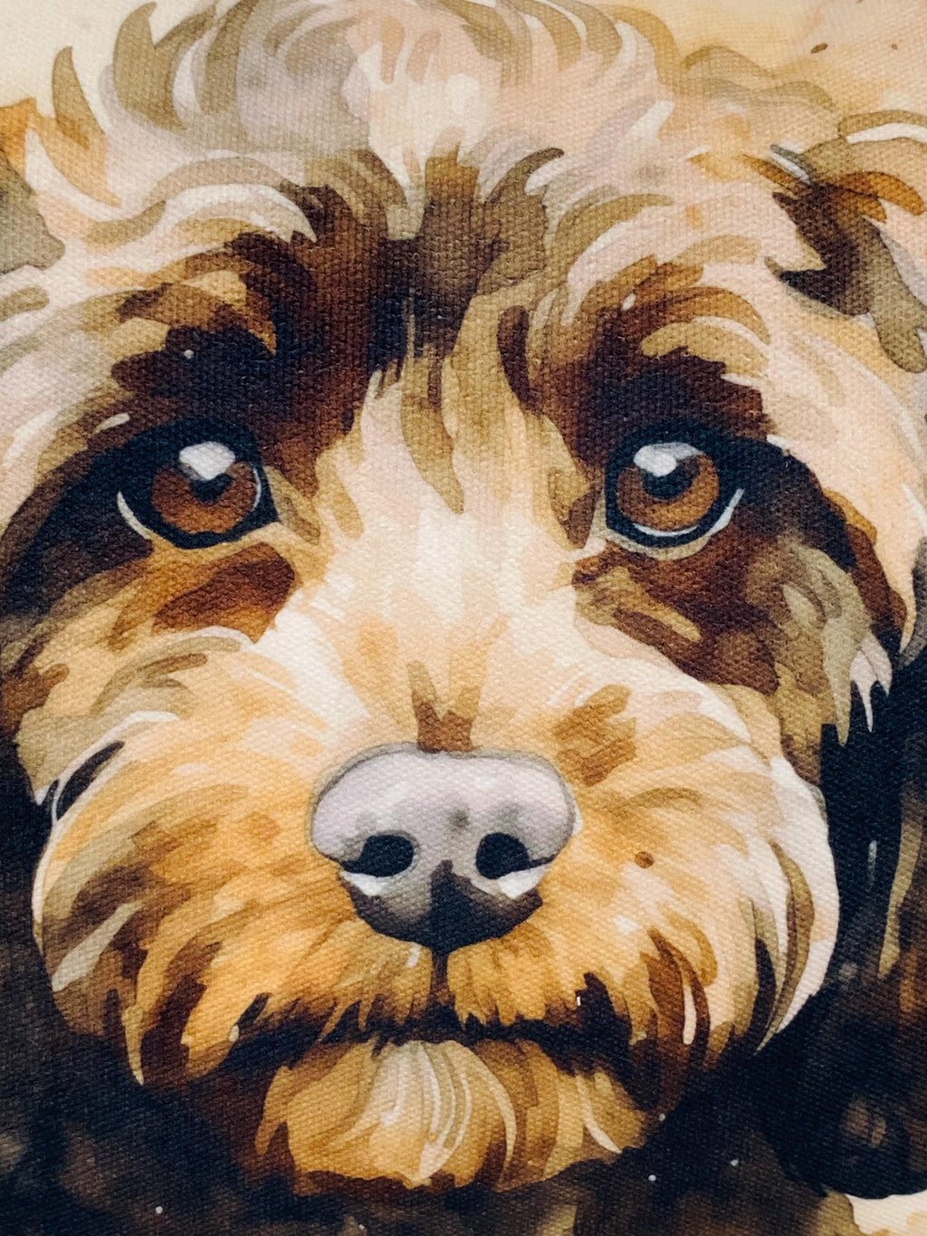 Cockapoo Chocolate Dog Cushion : Grunge Watercolour , Cover Only or Cover + Pad