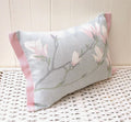 Laura Ashley Magnolia Grove Duck Egg Cushion, Handmade with Pink Edging