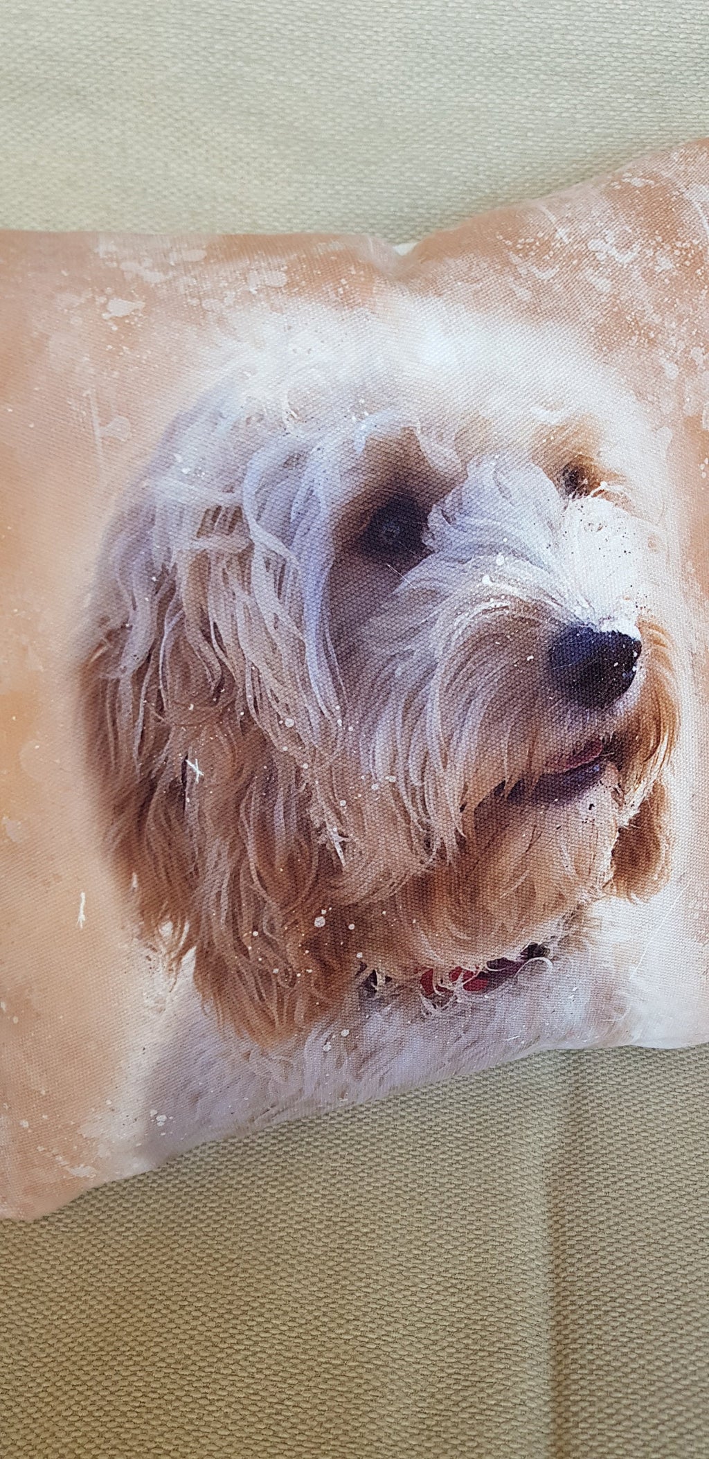 Cockapoo Dog Cushion : Watercolor Splatter Art Pillow, Choice of Cover Only or Cover + Pad