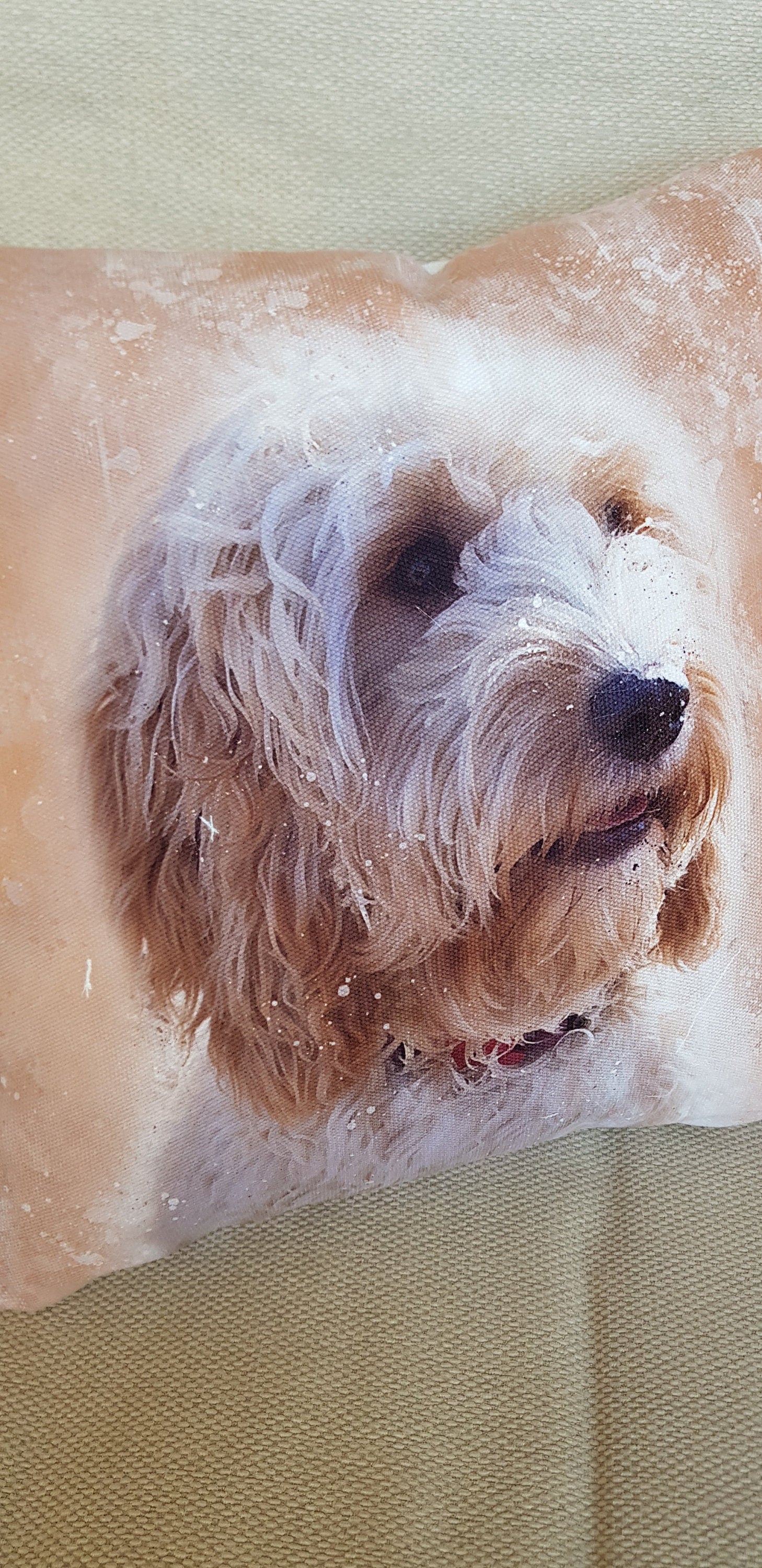 Cockapoo Dog Cushion : Watercolor Splatter Art Pillow, Choice of Cover Only or Cover + Pad