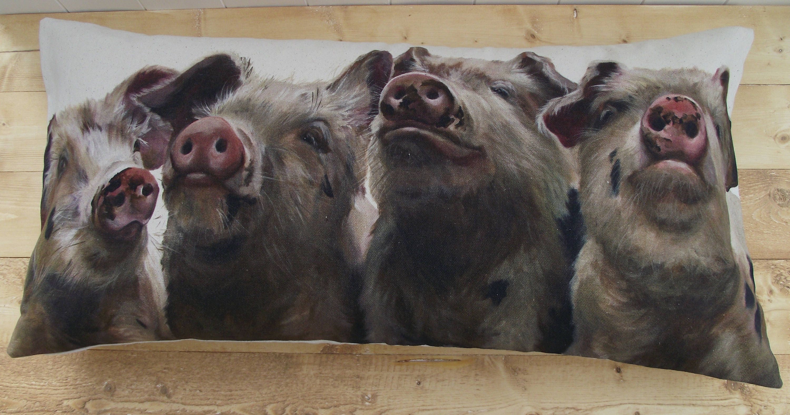 Pig Cushion: Handmade Organic Cotton Wendy Darker Art Print