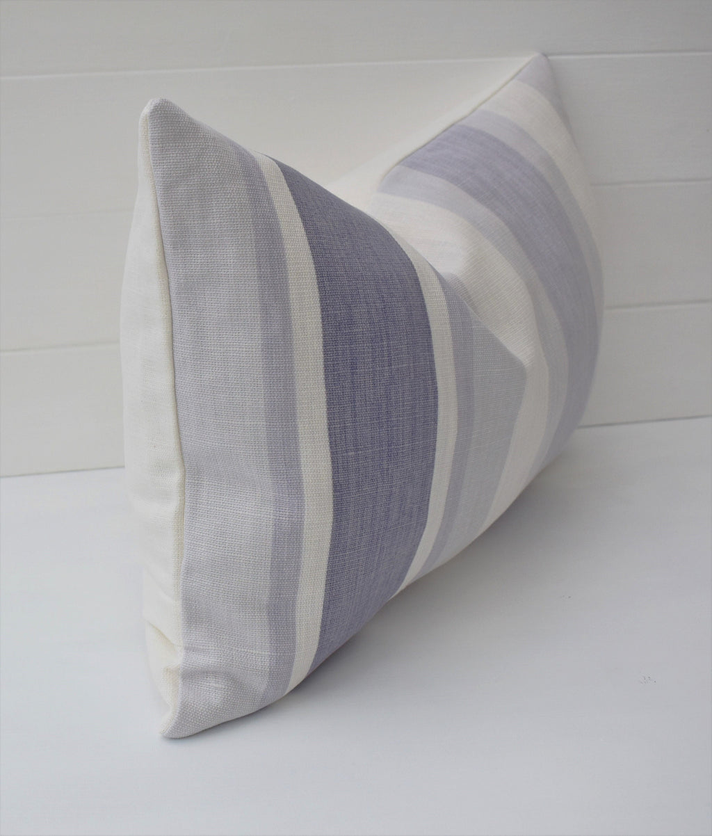 Handmade Laura Ashley Purple Stripe Cushion: Pale Iris Pillow with Zip Closure