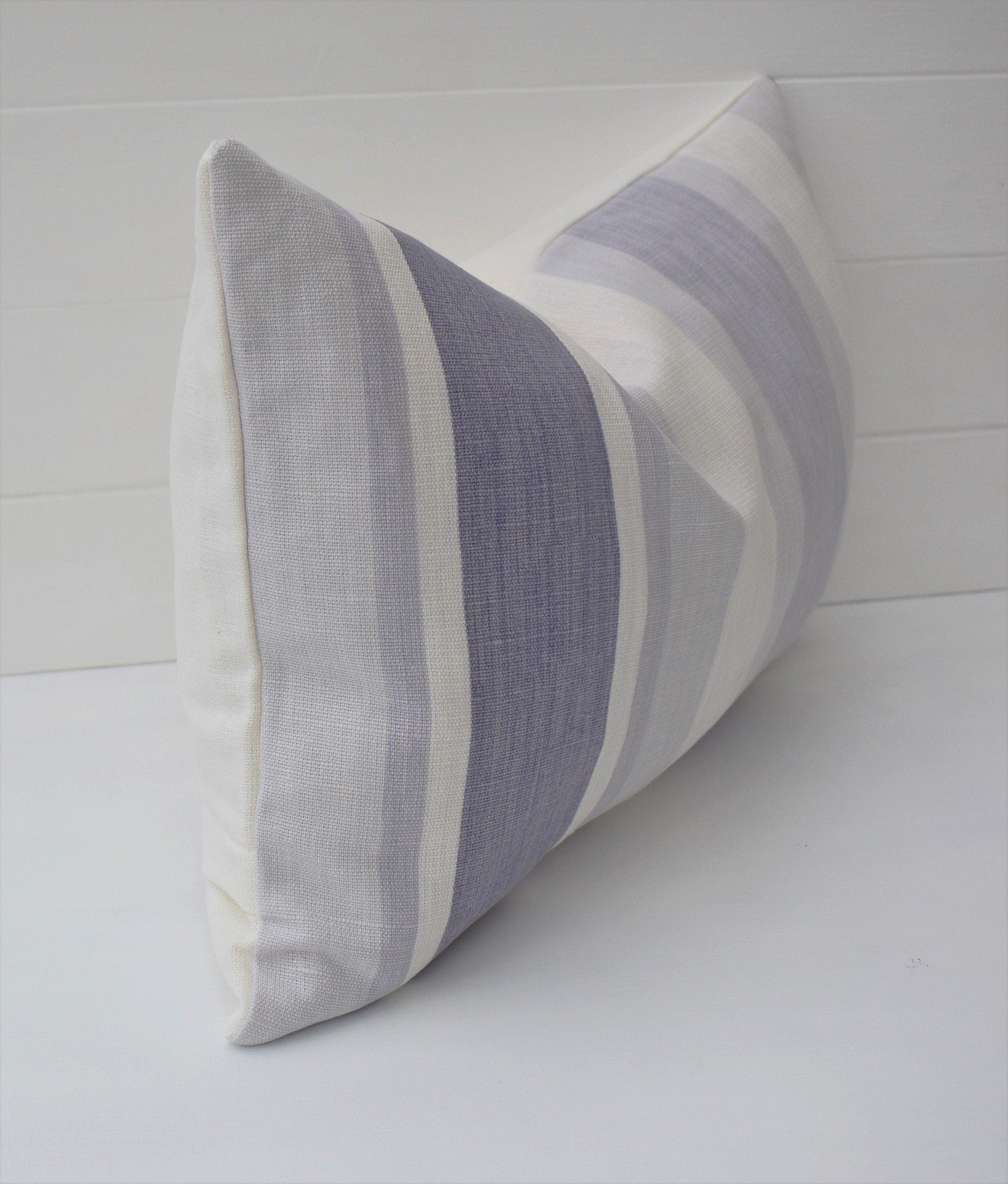 Handmade Laura Ashley Purple Stripe Cushion: Pale Iris Pillow with Zip Closure
