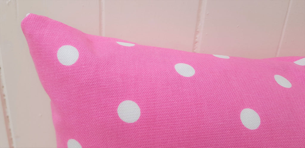 Handmade Pink Polka Dot Cushion, 16 inch