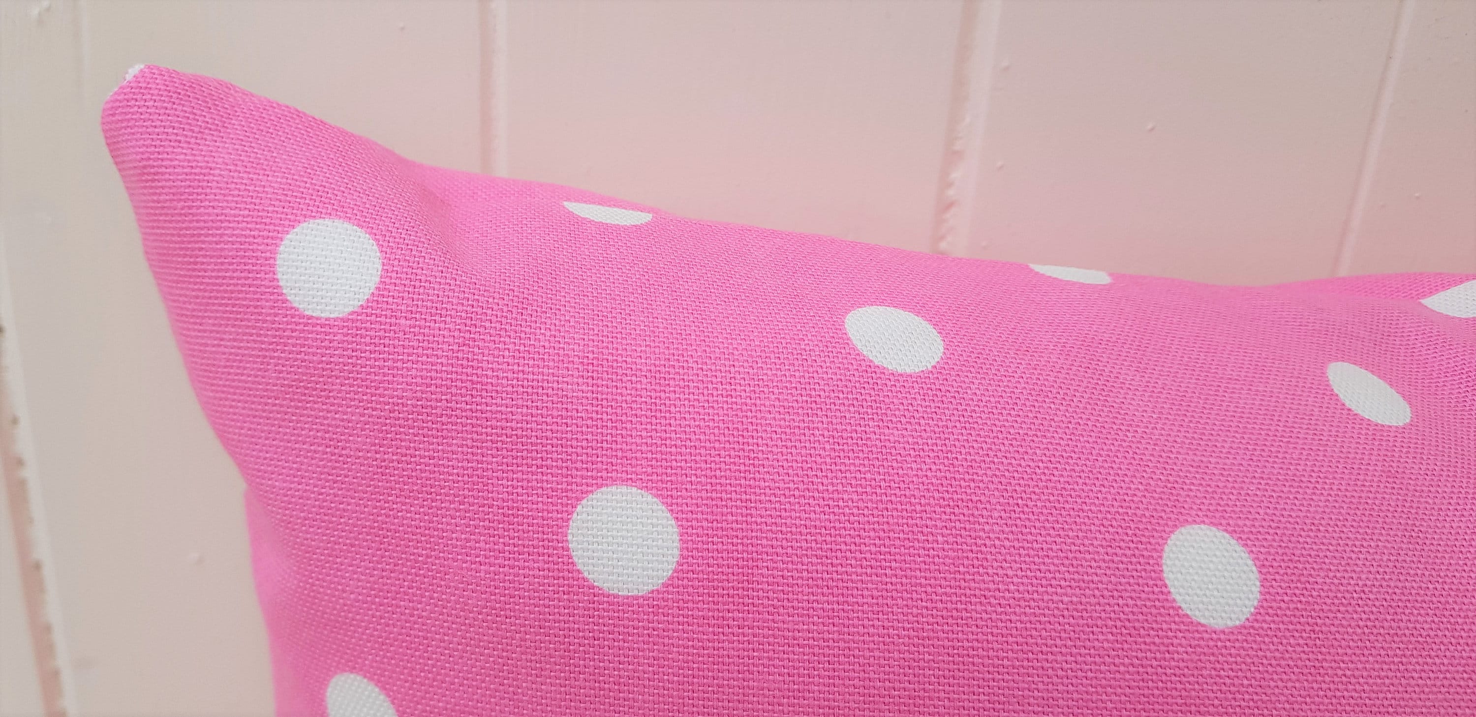 Handmade Pink Polka Dot Cushion, 16 inch