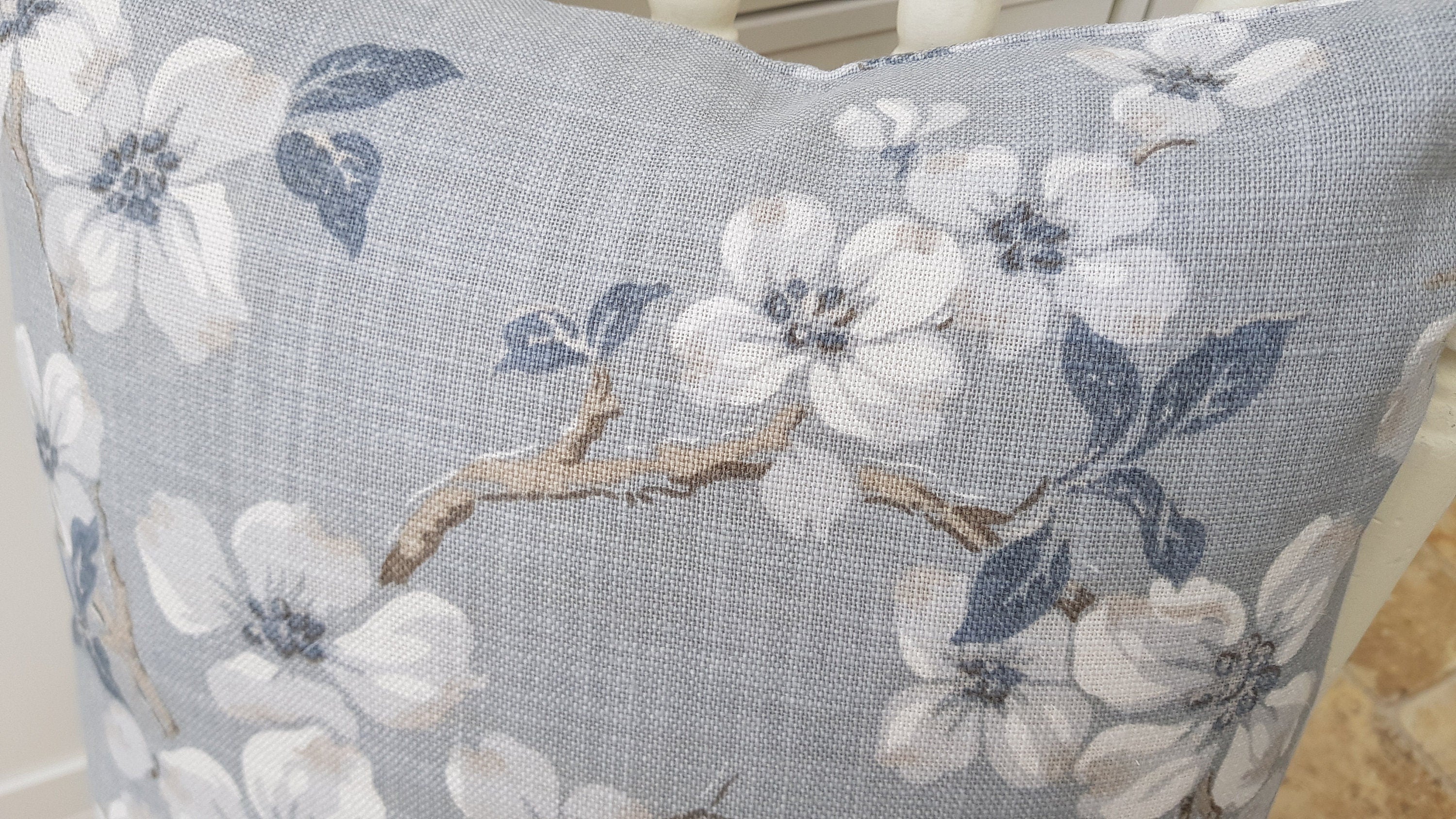 Handmade Laura Ashley Cushion : Iona Slate Grey on both sides with Zip Closure