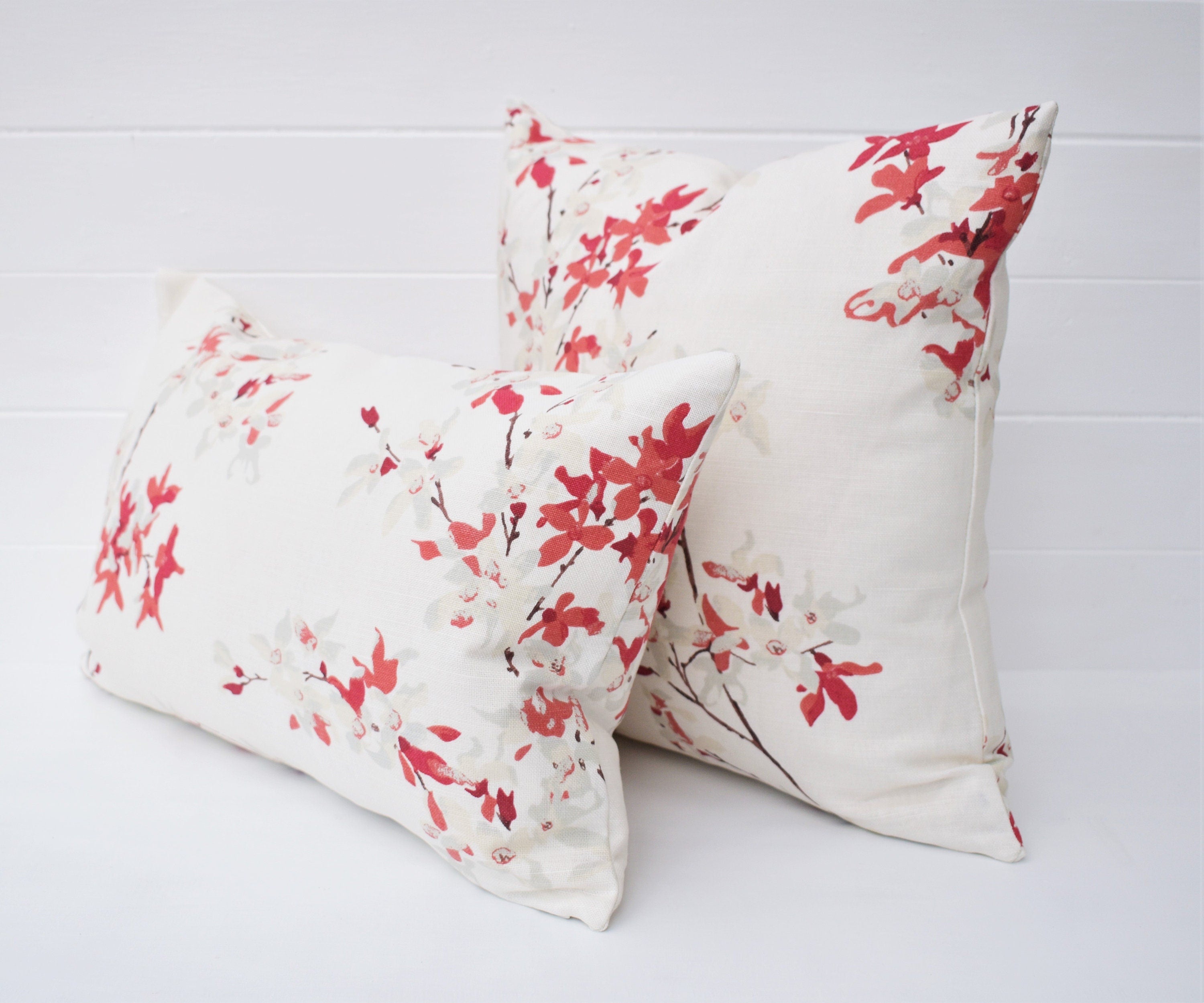 Handmade Laura Ashley Forsythia Red Floral Cushion