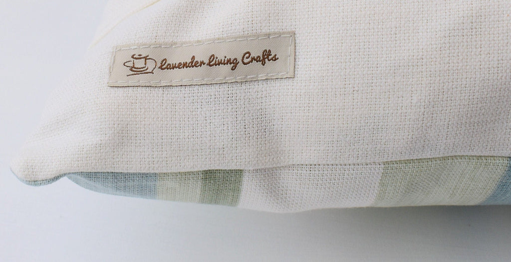 Laura Ashley Awning Stripe Duck Egg Cushion : Handmade with zip Fastening 16"