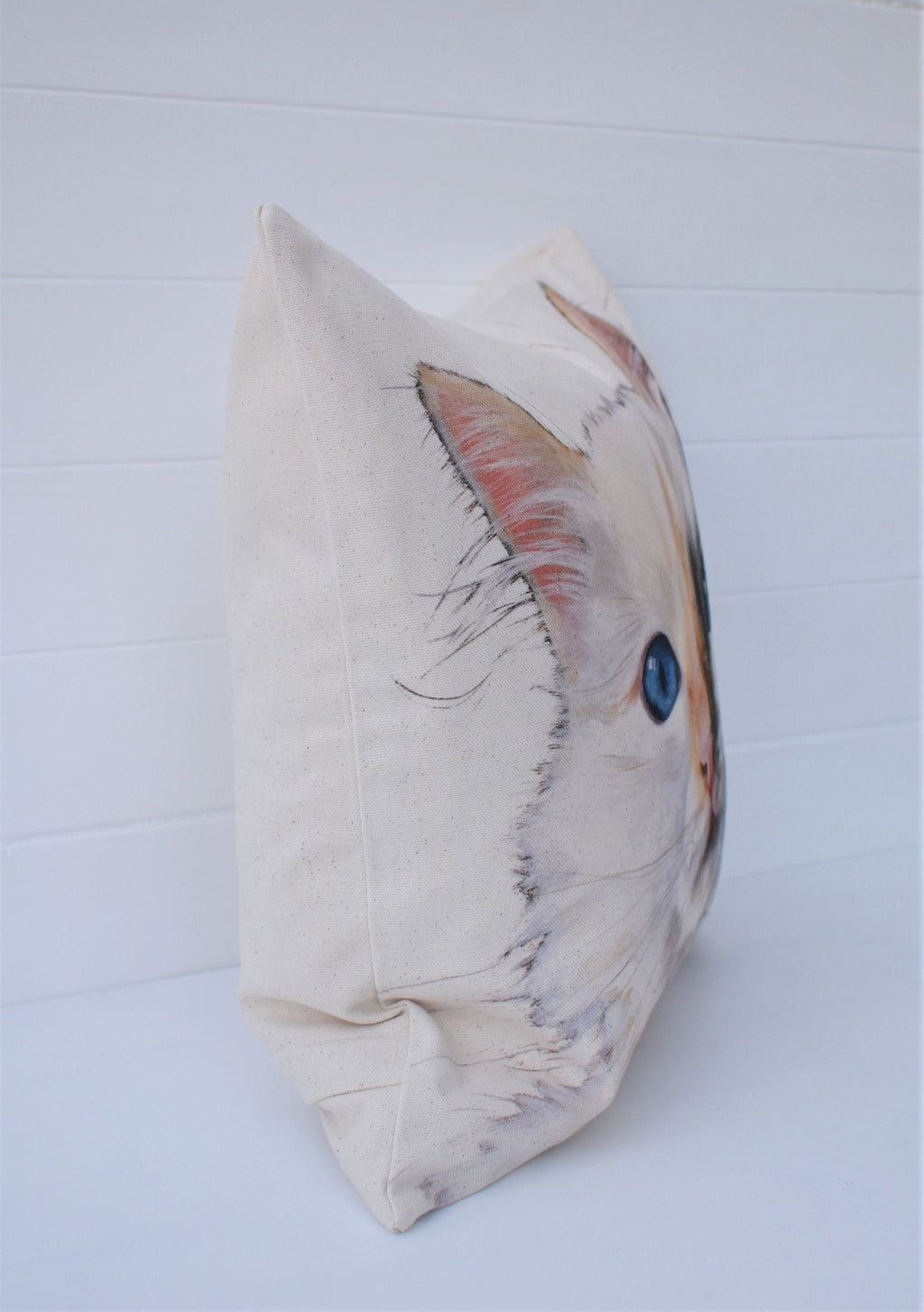 Blue Eyed Cat Cushion: Wendy Darker Art Print, Organic Cotton, Cover Only or Cover + Pad