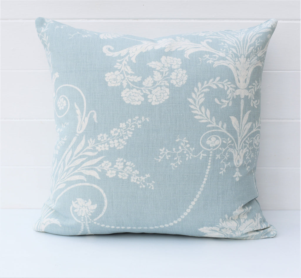 Laura Ashley Josette Duck Egg Cushion : Handmade Linen Blend with Zip Fastening 16"