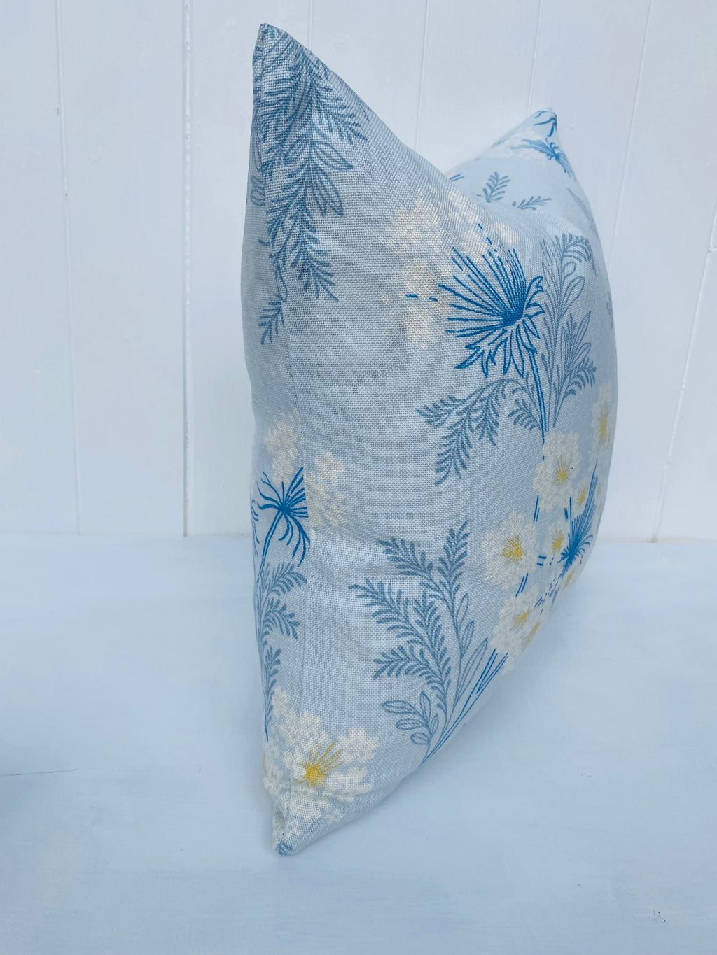 Laura Ashley Sandford Seaspray Cushion, Blue Floral Fabric both sides, Handmade with a Zip Fastening 16"