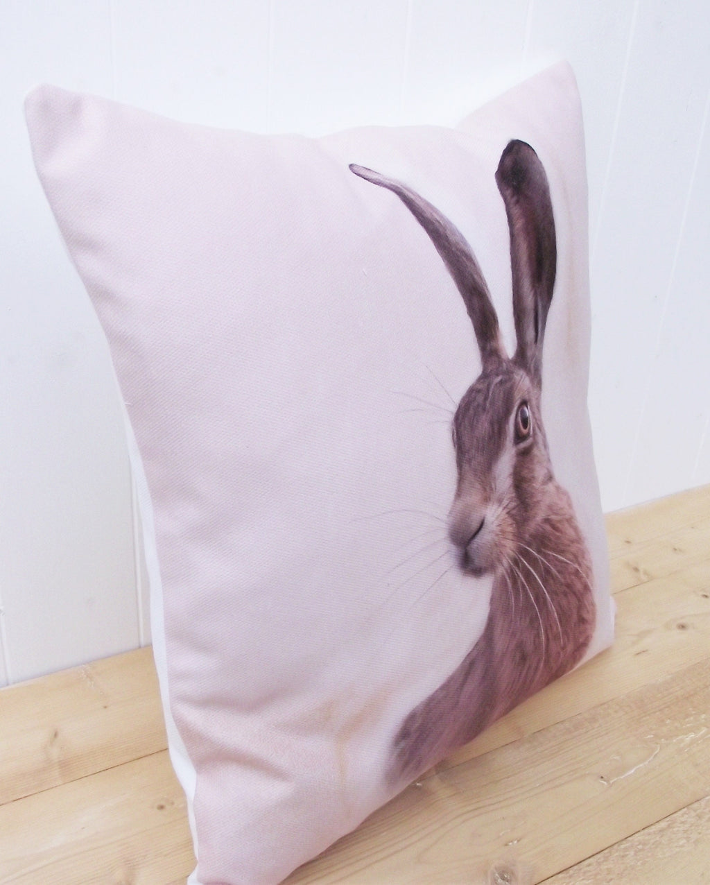 Hare Cushion, Handmade using Print by UK Artists, Choice of Cover Only or Cover with Inner Pad