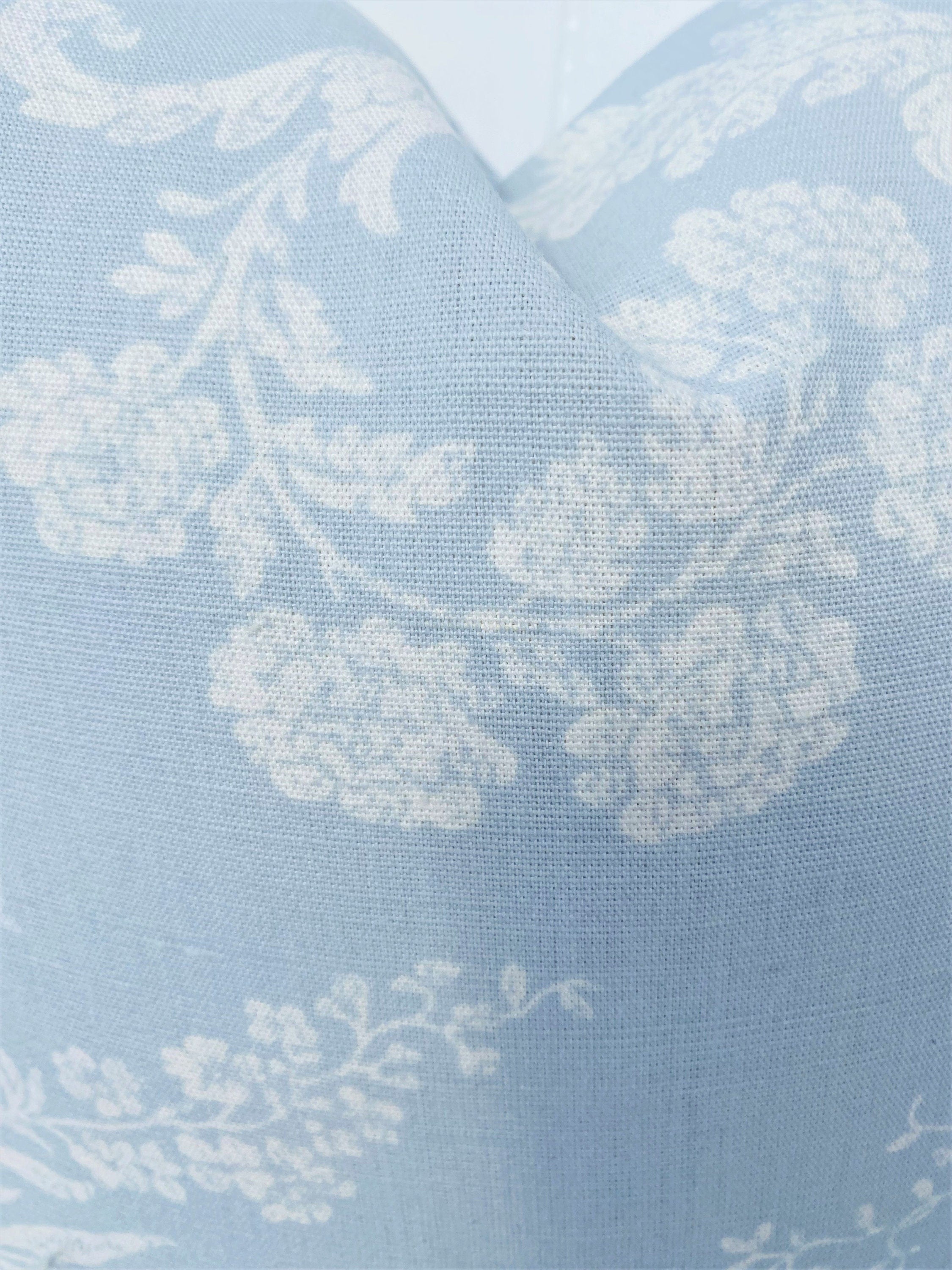 Laura Ashley Josette Cushion : Pale Blue Seaspray Floral Pillow, Handmade with Zip Closure