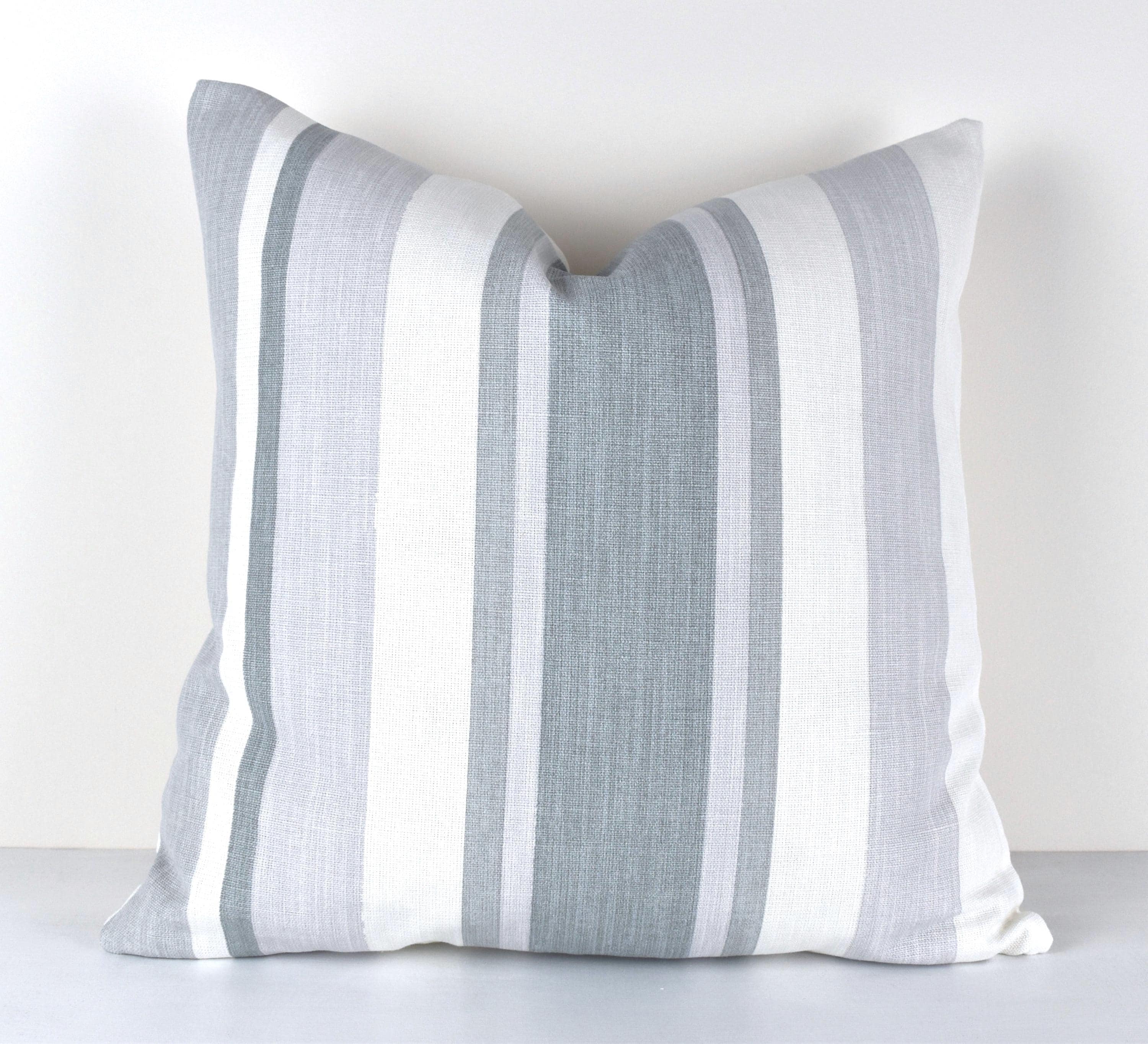 Handmade Laura Ashley Awning Stripe Slate Grey Cushion