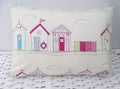 Handmade Beach Hut Cushion: Pink Fryetts Fabric, Holiday Home Pillow