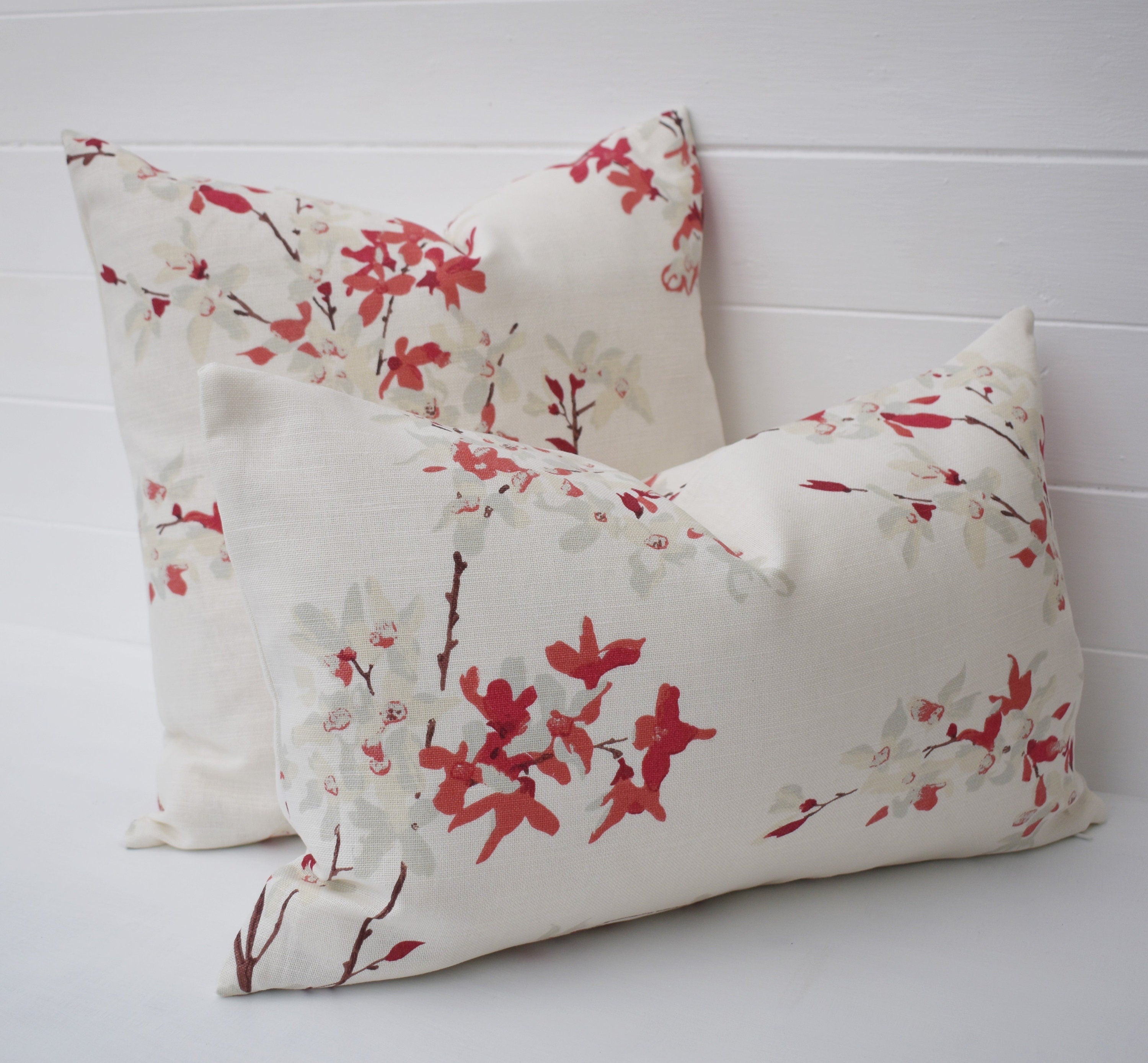 Laura Ashley Floral Cushion: Forsythia Rosehip Rectangle Handmade with a Zip Fastening