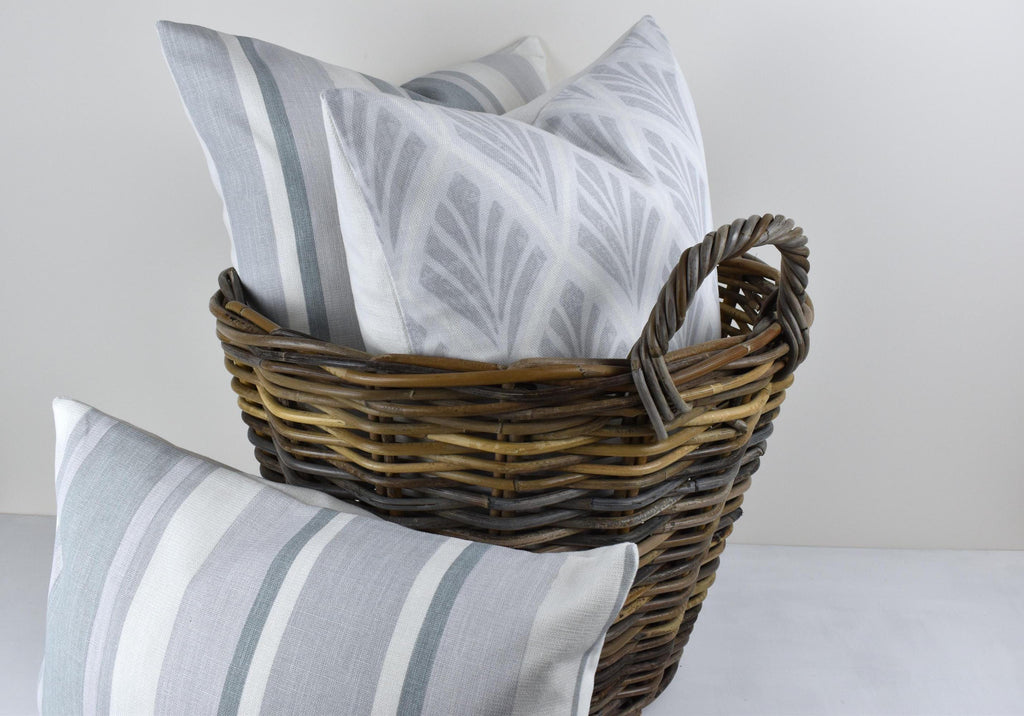 Handmade Laura Ashley Awning Stripe cushion : Slate Grey with Zip Closure
