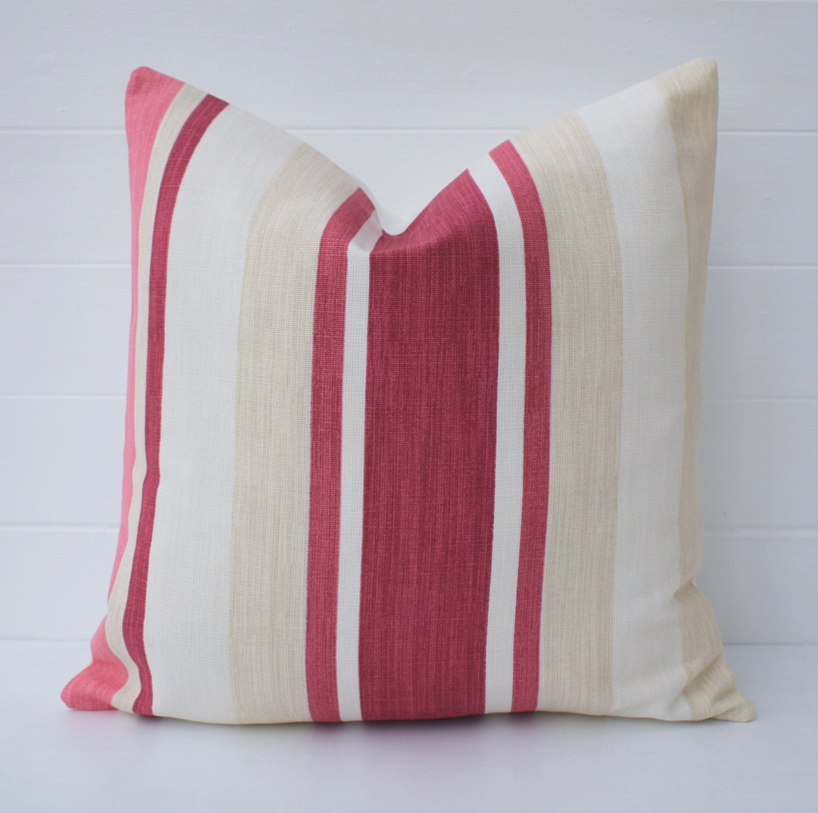 Laura Ashley Awning Stripe Cranberry Stripe Cushion : Handmade with Zip Fastening 16"