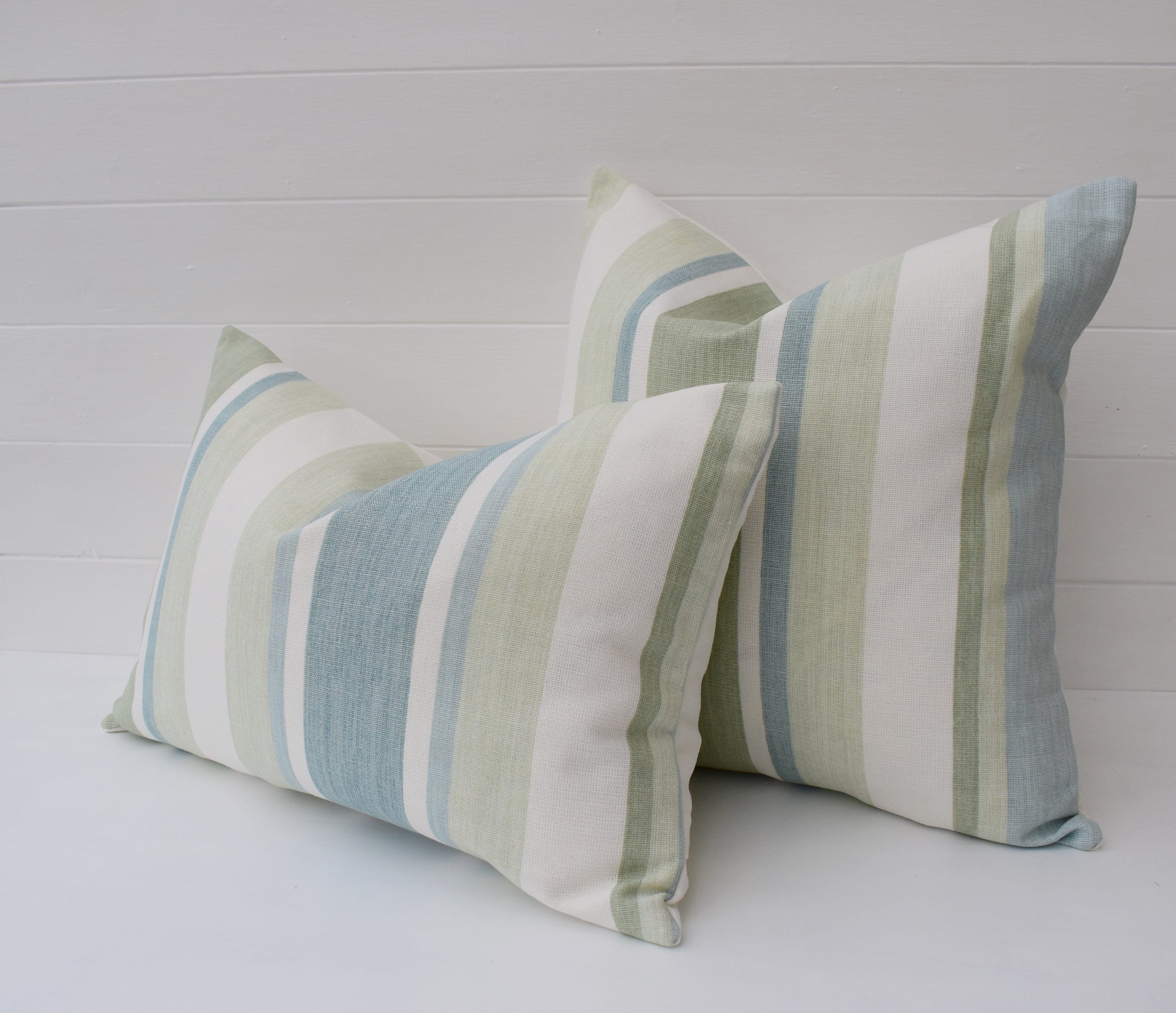 Laura Ashley Awning Stripe Duck Egg Cushion : Handmade with zip Fastening 16"